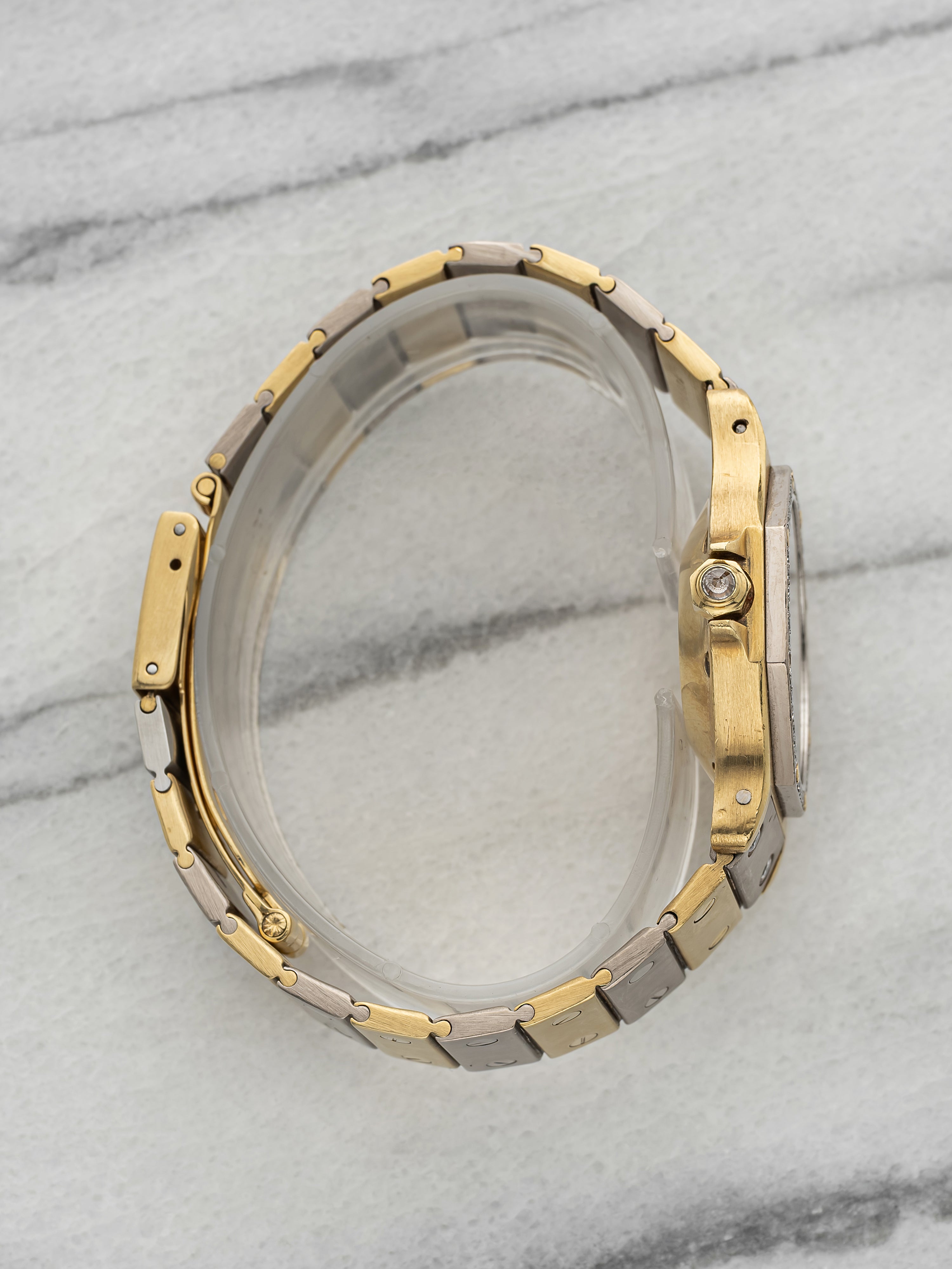 Cartier Lady Santos Octagon 2965 - Two-Tone Black Onyx Diamond Dial