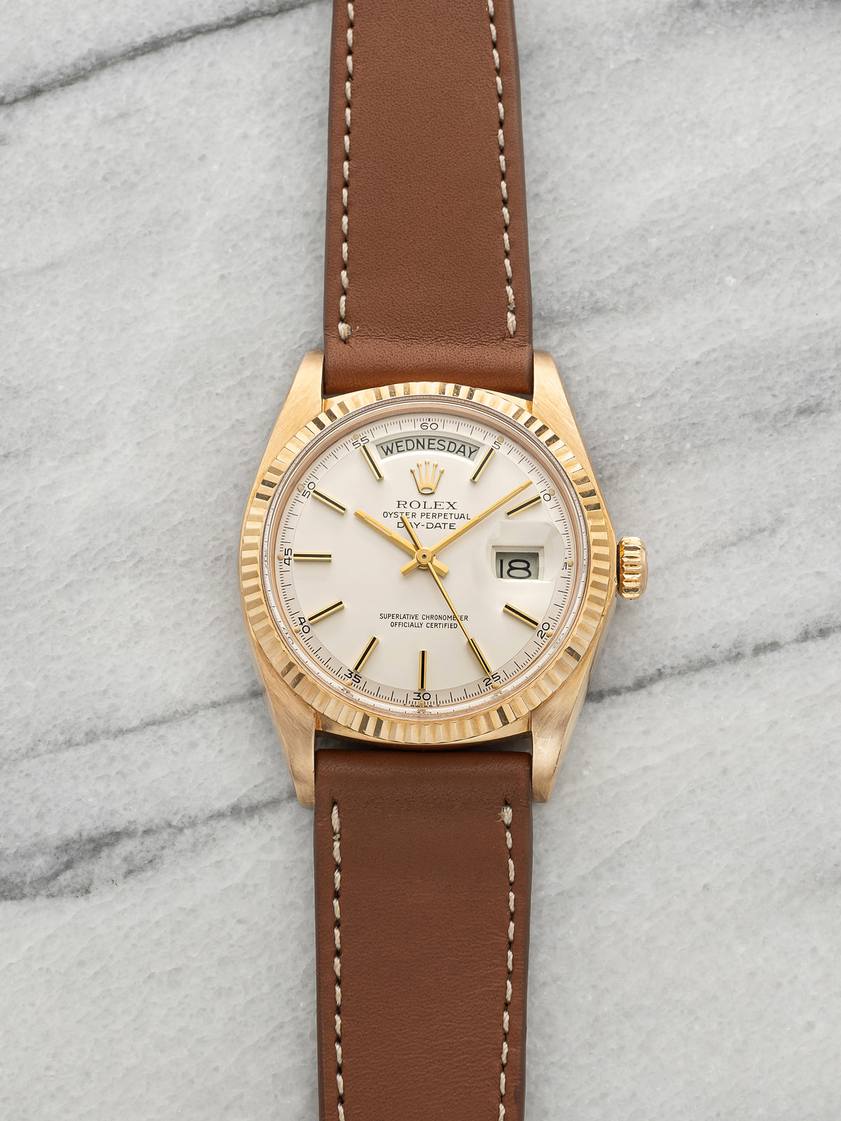 Vintage 1978 Rolex Day-Date 1803 18K Rose Gold White Dial Auto 36mm