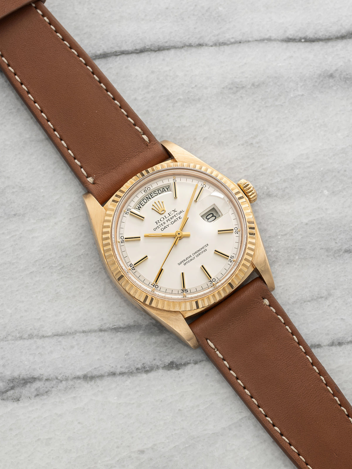 Vintage 1978 Rolex Day-Date 1803 18K Rose Gold White Dial Auto 36mm