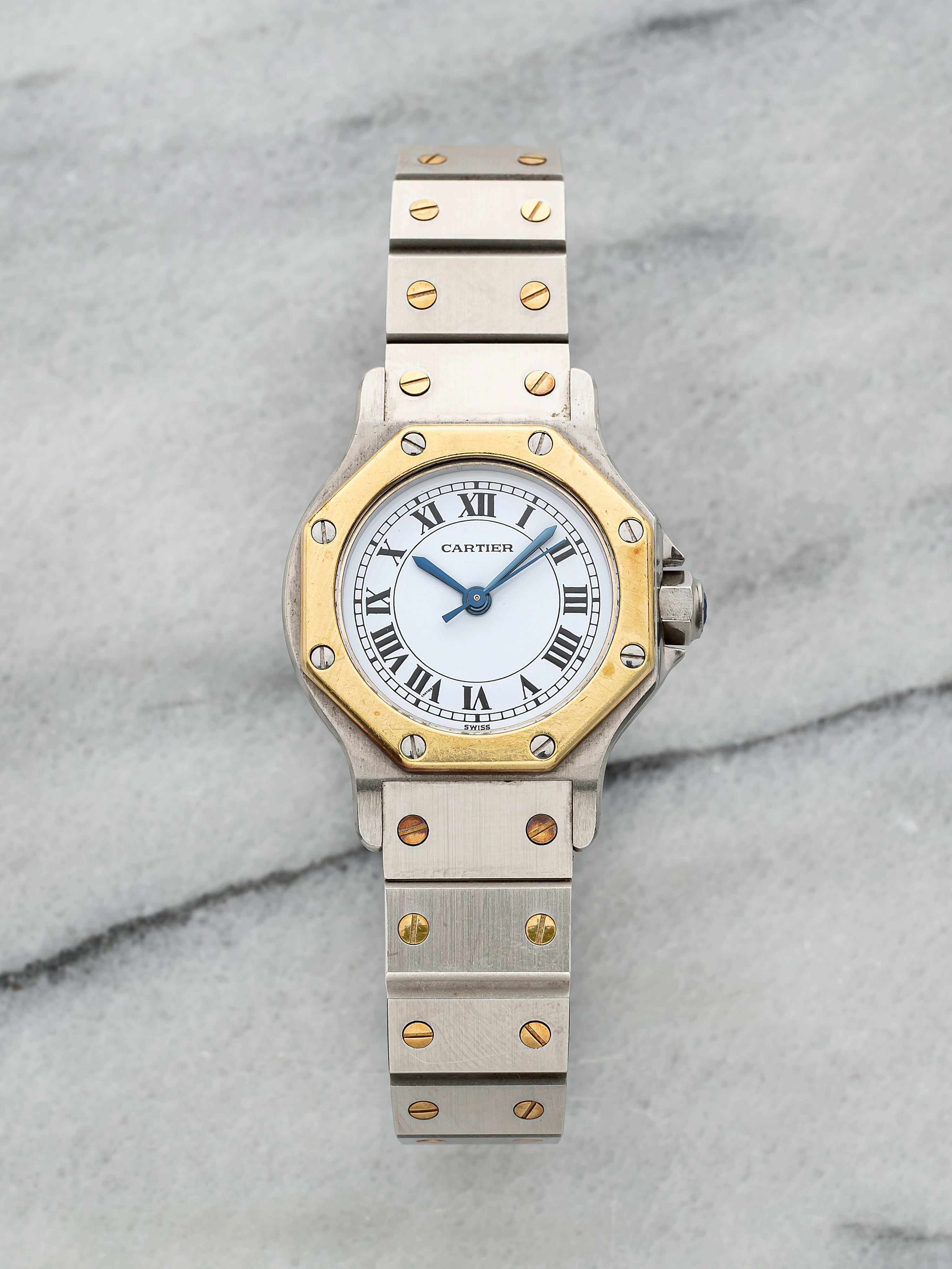 Cartier Santos Octagon - Two Tone White Roman Dial