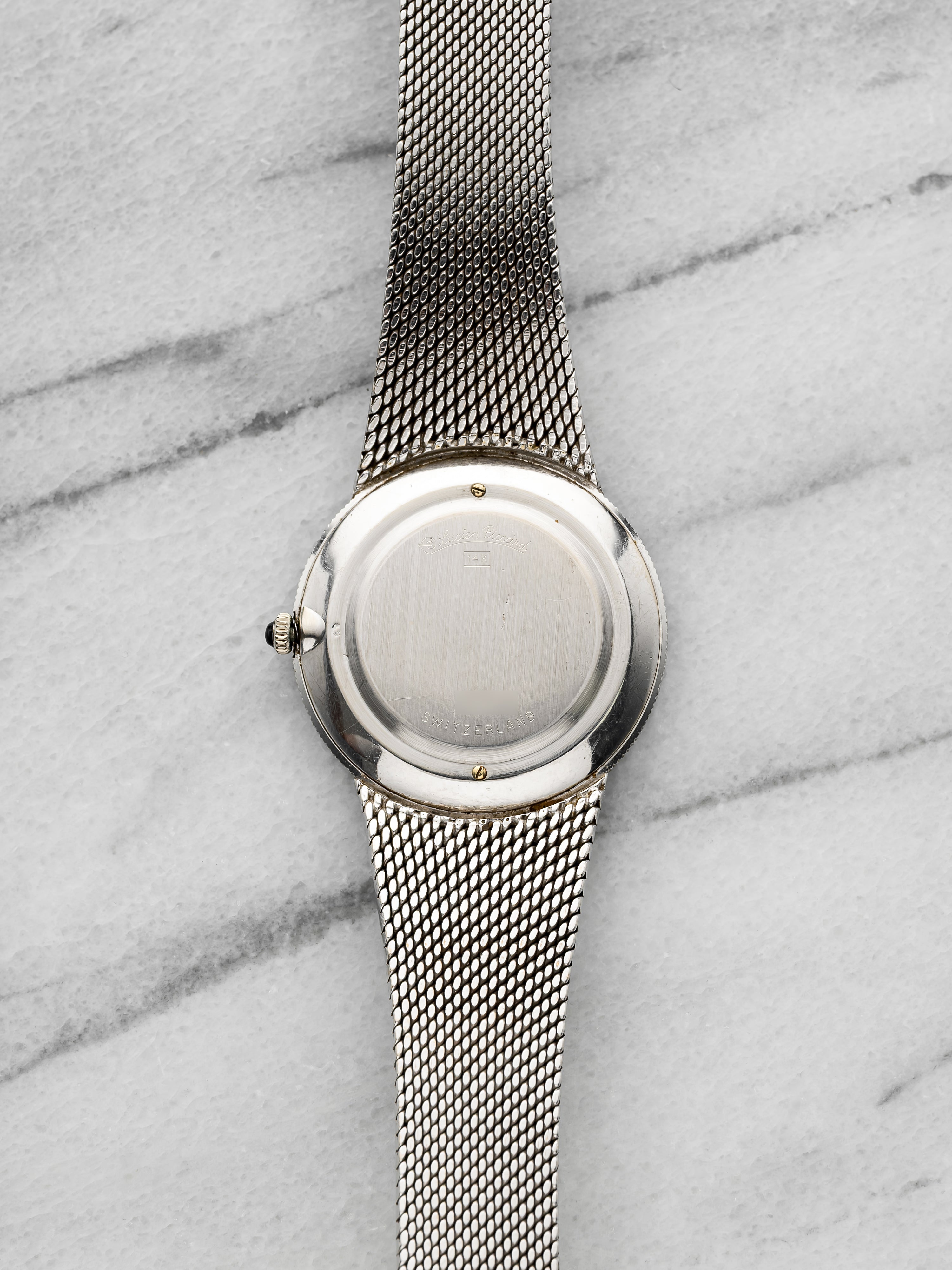 1960s Lucien Piccard Dress Watch 14K WG Mother of Pearl Dial Manual 33 mm