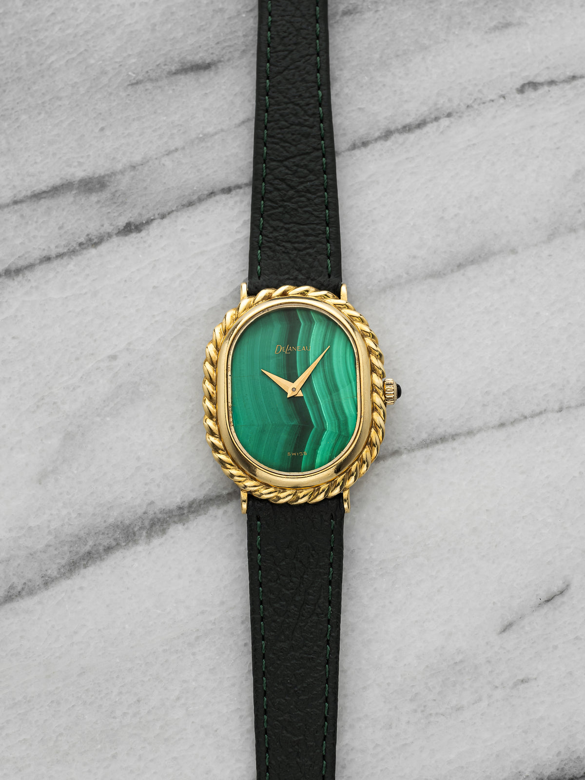 DeLaneu Ellipse 1645v101 - 18K Yellow Gold Malachite Dial display picture 2