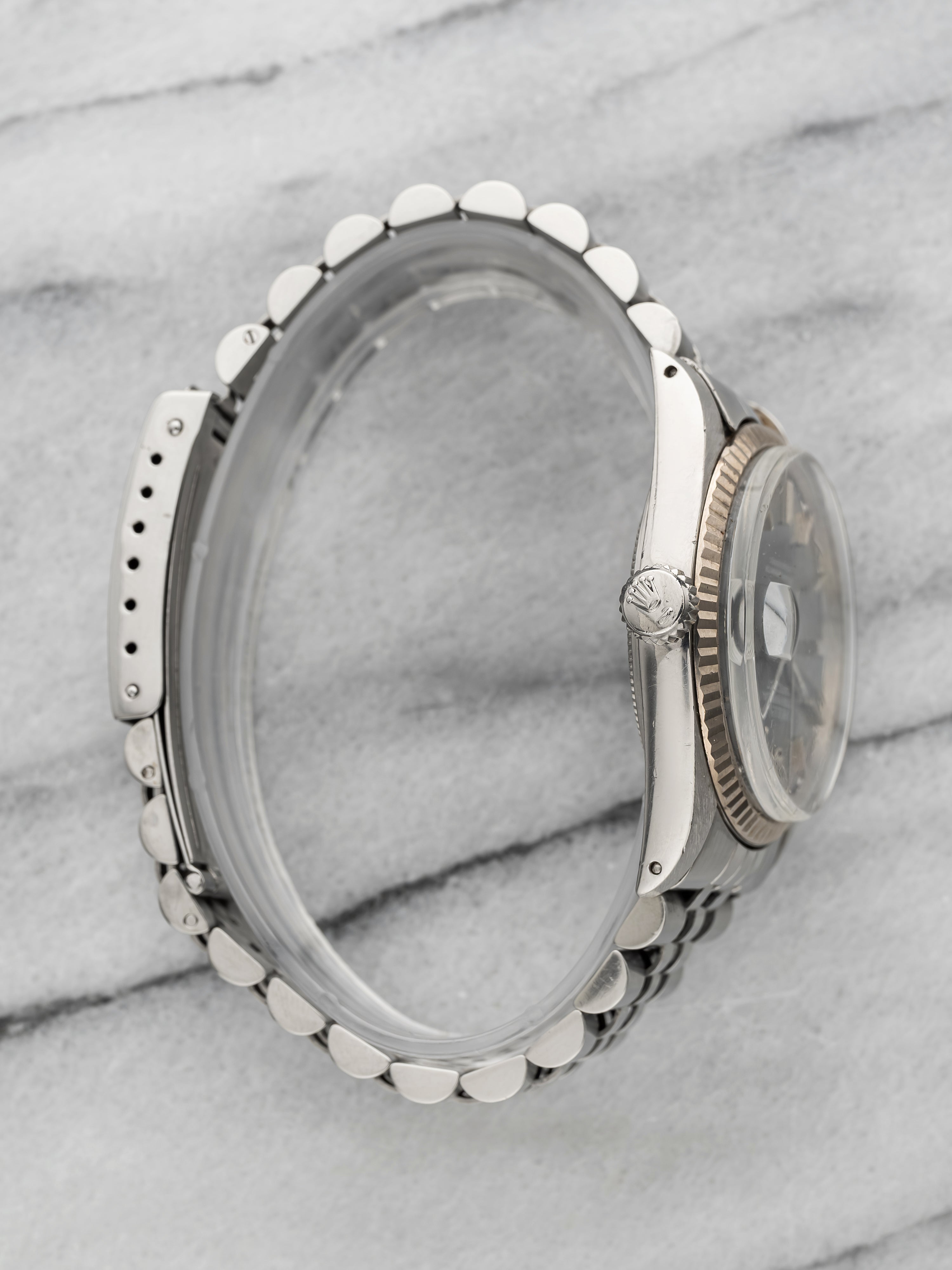 1978 Rolex Datejust 1601 - Stainless Steel White Gold Grey Dial