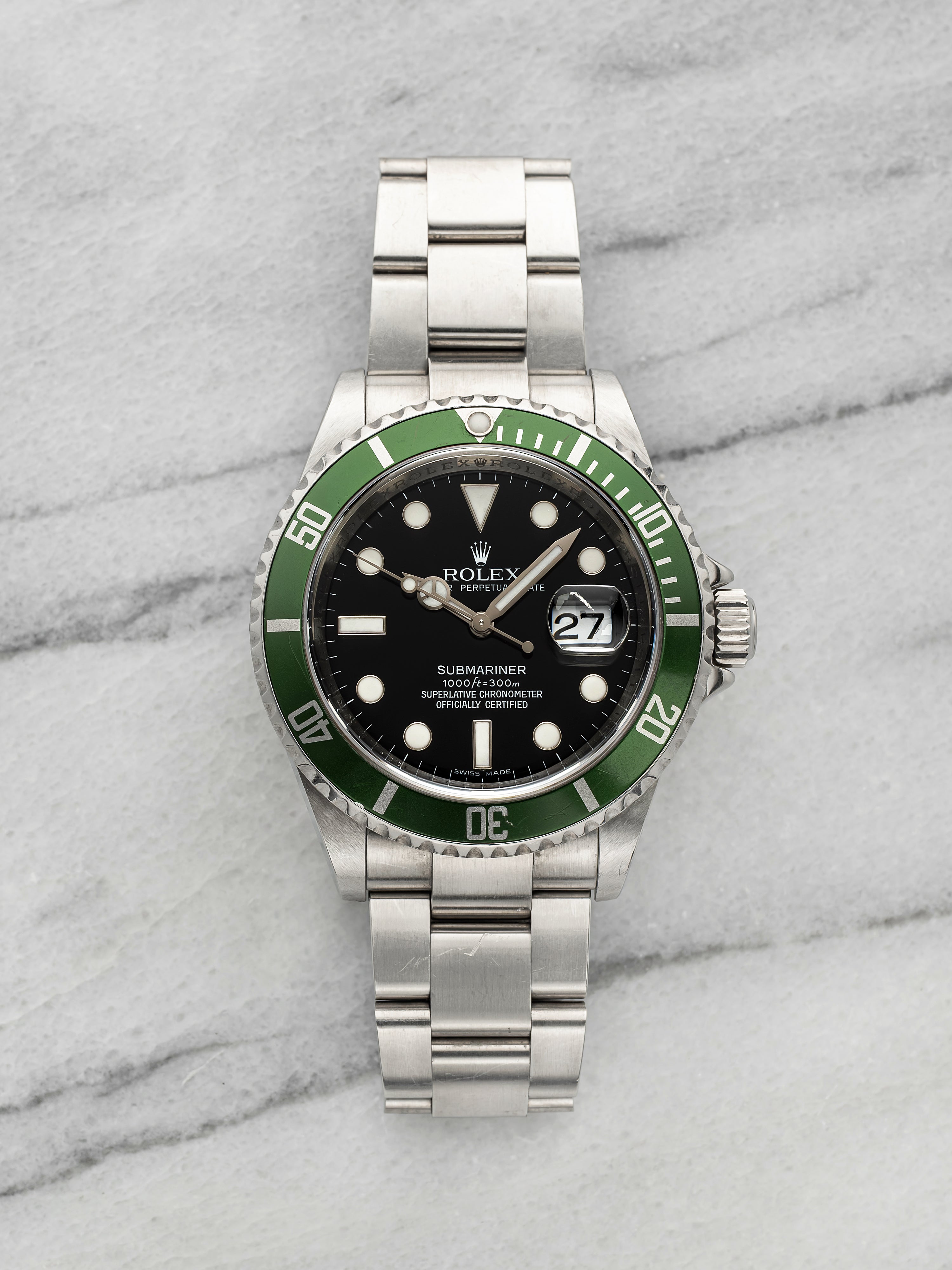 2008 Rolex Submariner 16610LV Kermit Stainless Steel Black Dial Automatic 40mm