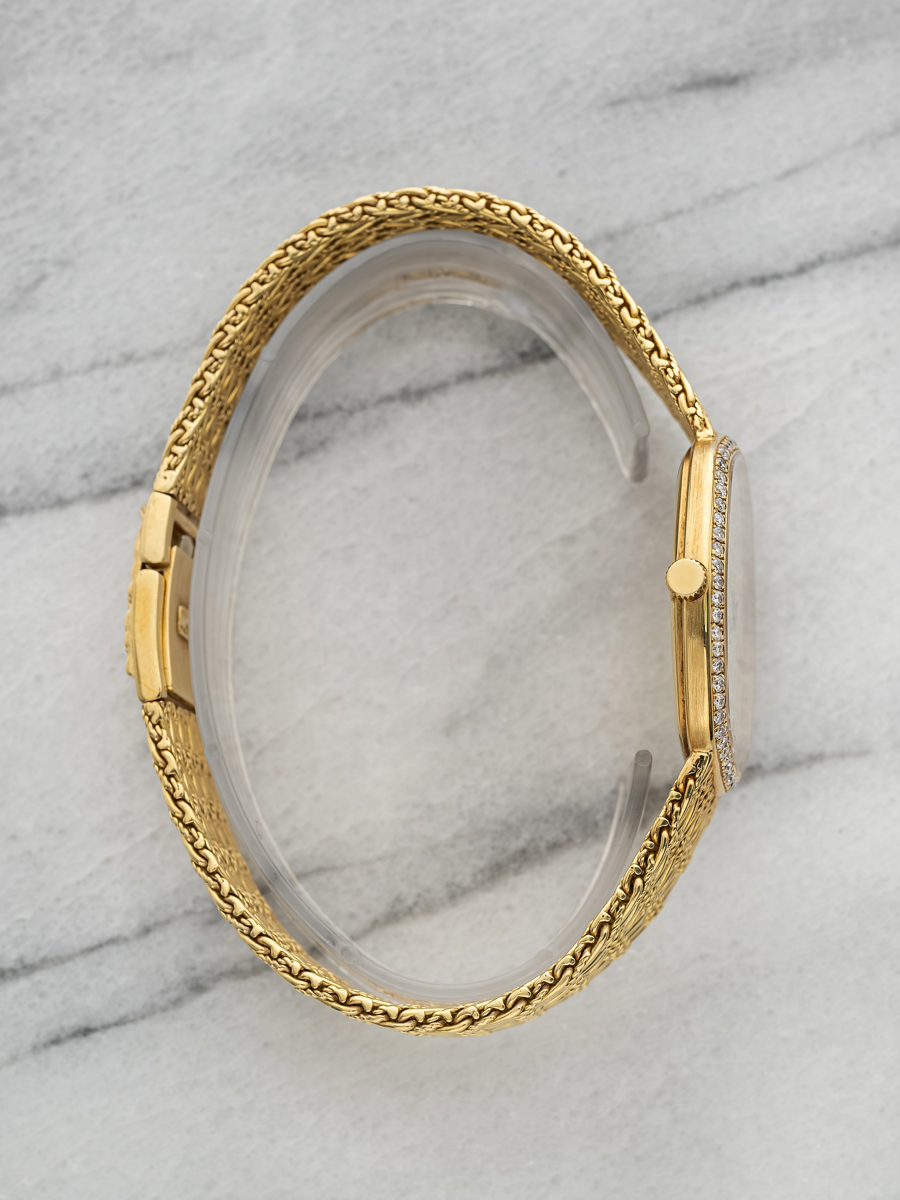 Audemars Piguet 18K Yellow Gold – Diamond Bezel Pave Waffle Dial