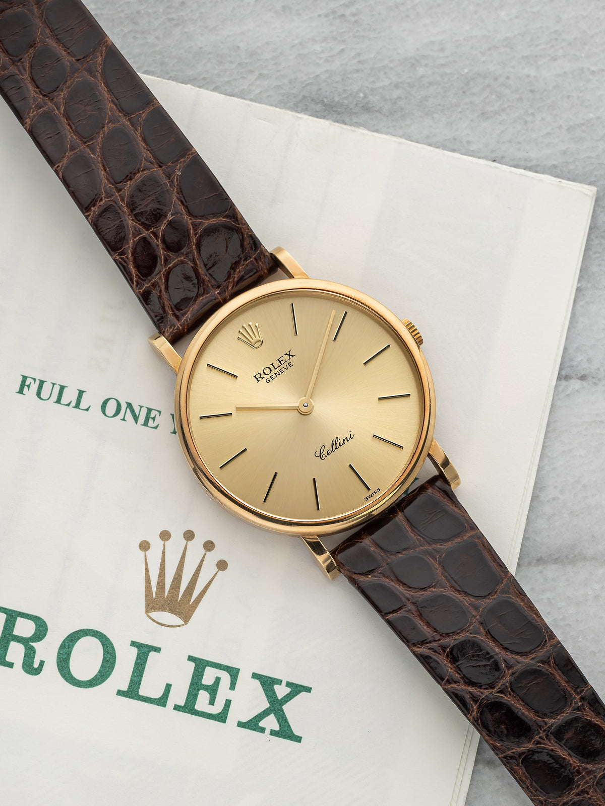 Vintage 1995 Rolex Cellini 5112 18K Yellow Gold Champagne Dial Manual Wind 32mm