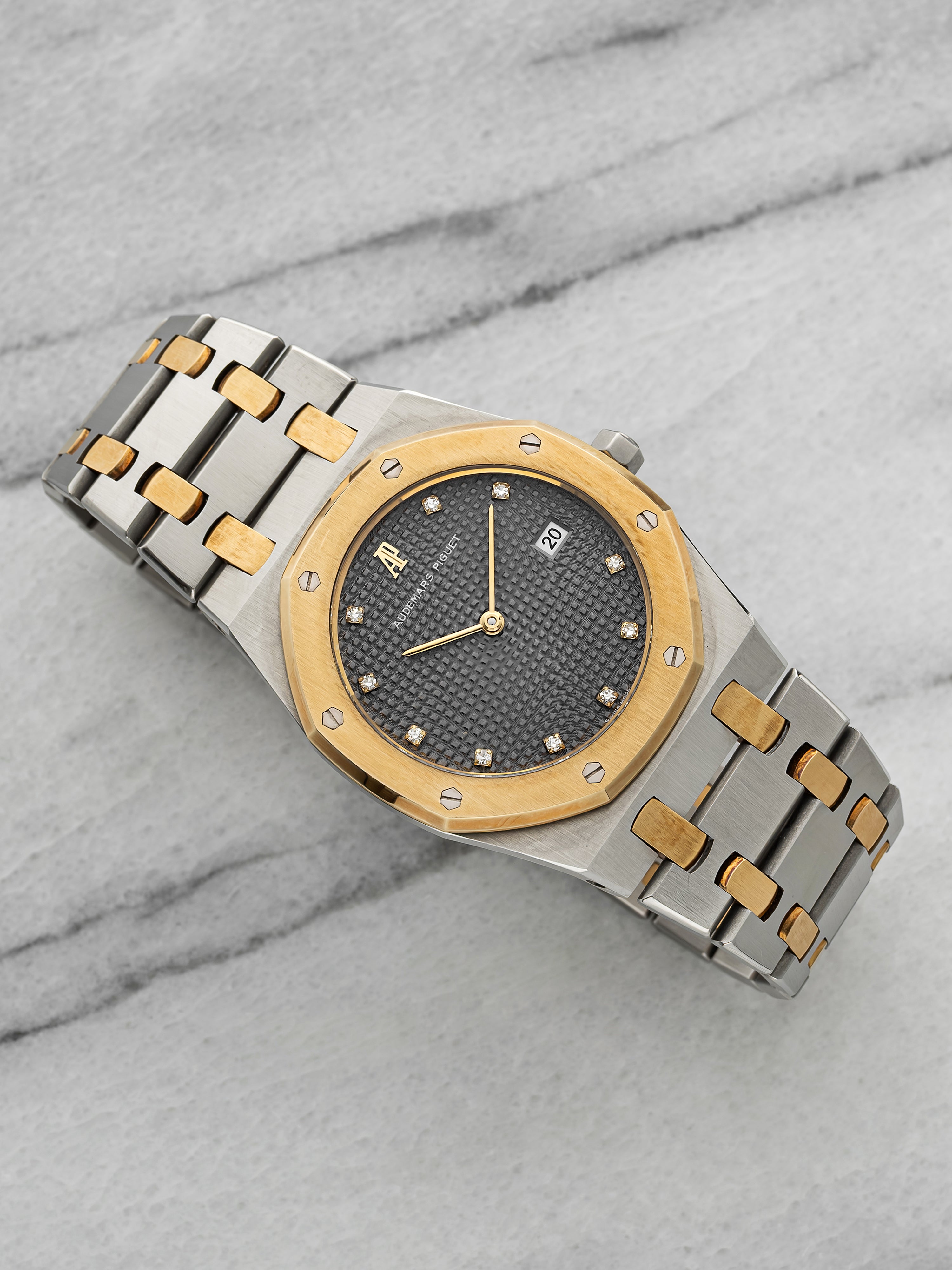 2006 Audemars Piguet Royal Oak 56175TT Two-Tone Grey Diamond Dial Quartz 33 mm