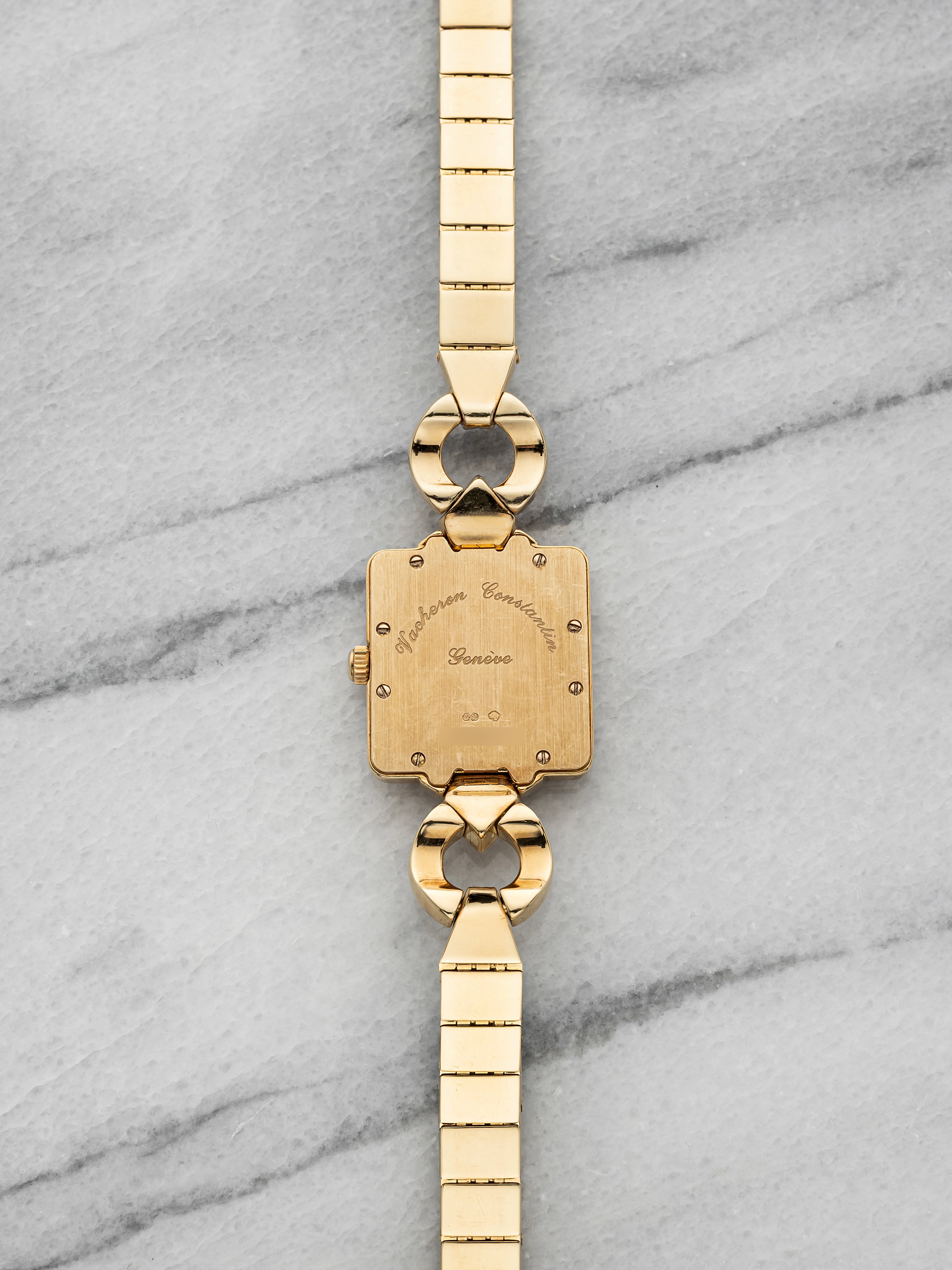 Vintage 1990s Vacheron Constantin Lady 18K Yellow Gold Diamond Pave Quartz 20mm