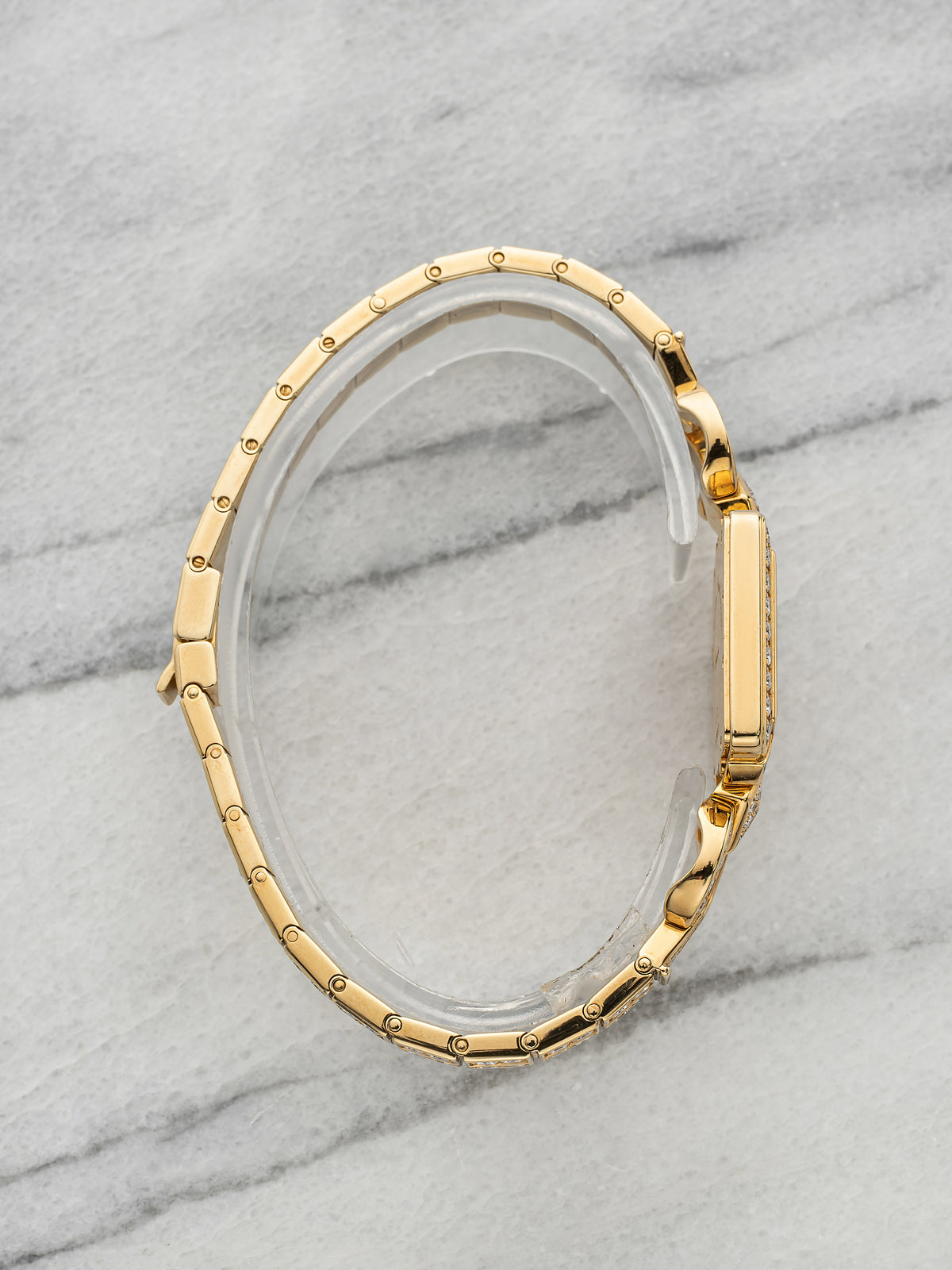 Vintage 1990s Vacheron Constantin Lady 18K Yellow Gold Diamond Pave Quartz 20mm
