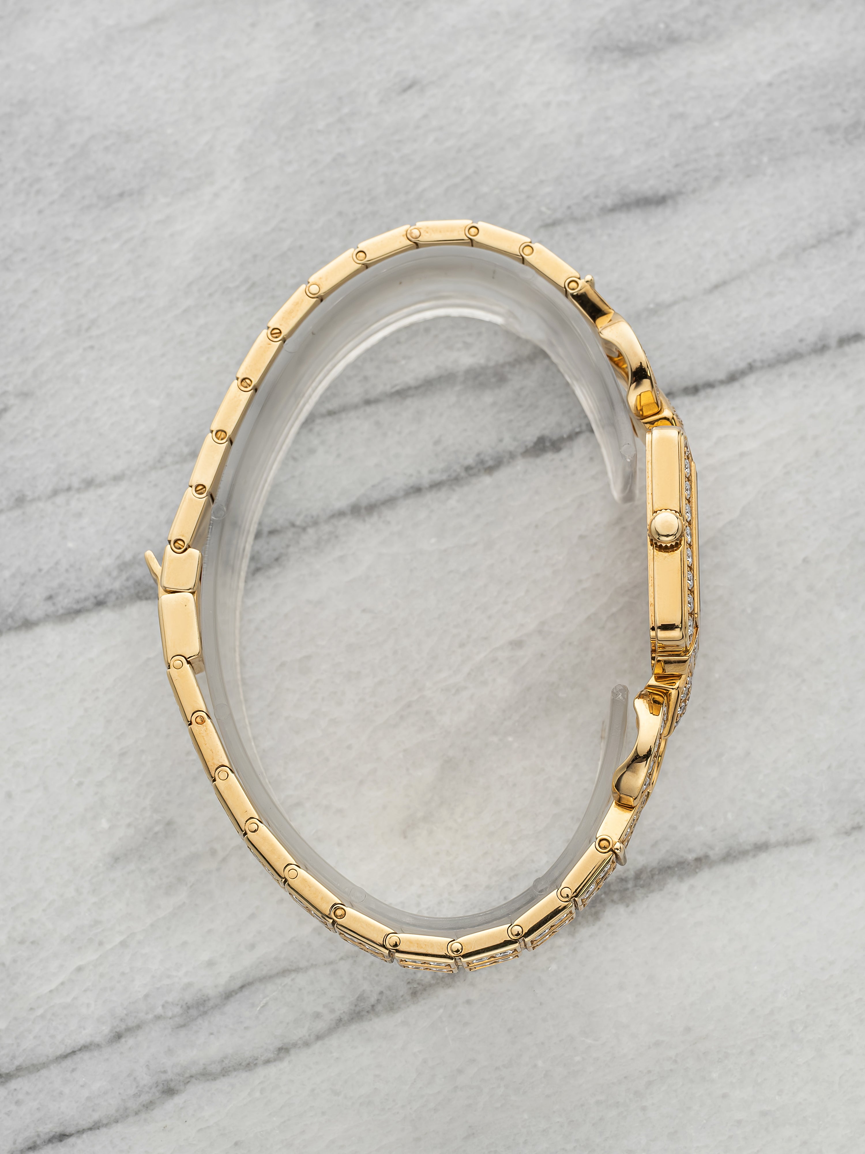 Vintage 1990s Vacheron Constantin Lady 18K Yellow Gold Diamond Pave Quartz 20mm