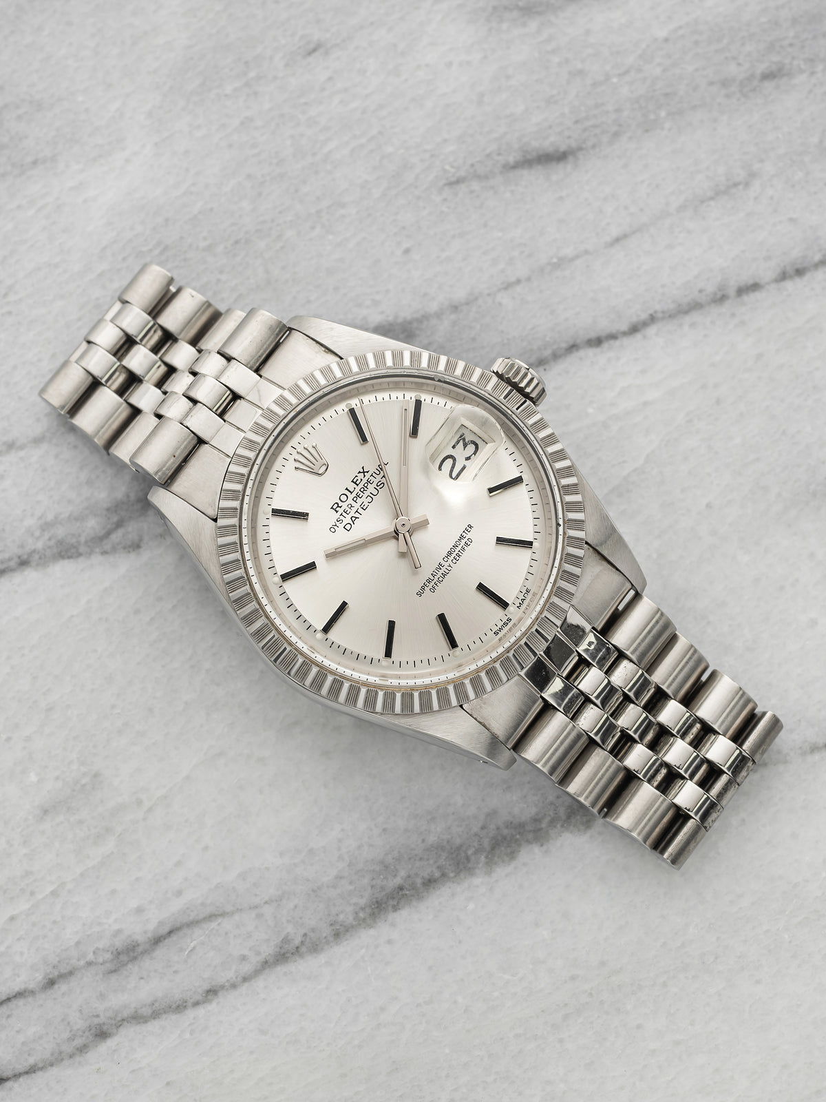 Vintage 1976 Rolex Datejust 1603 Stainless Steel Silver Sunburst Dial Auto 36mm
