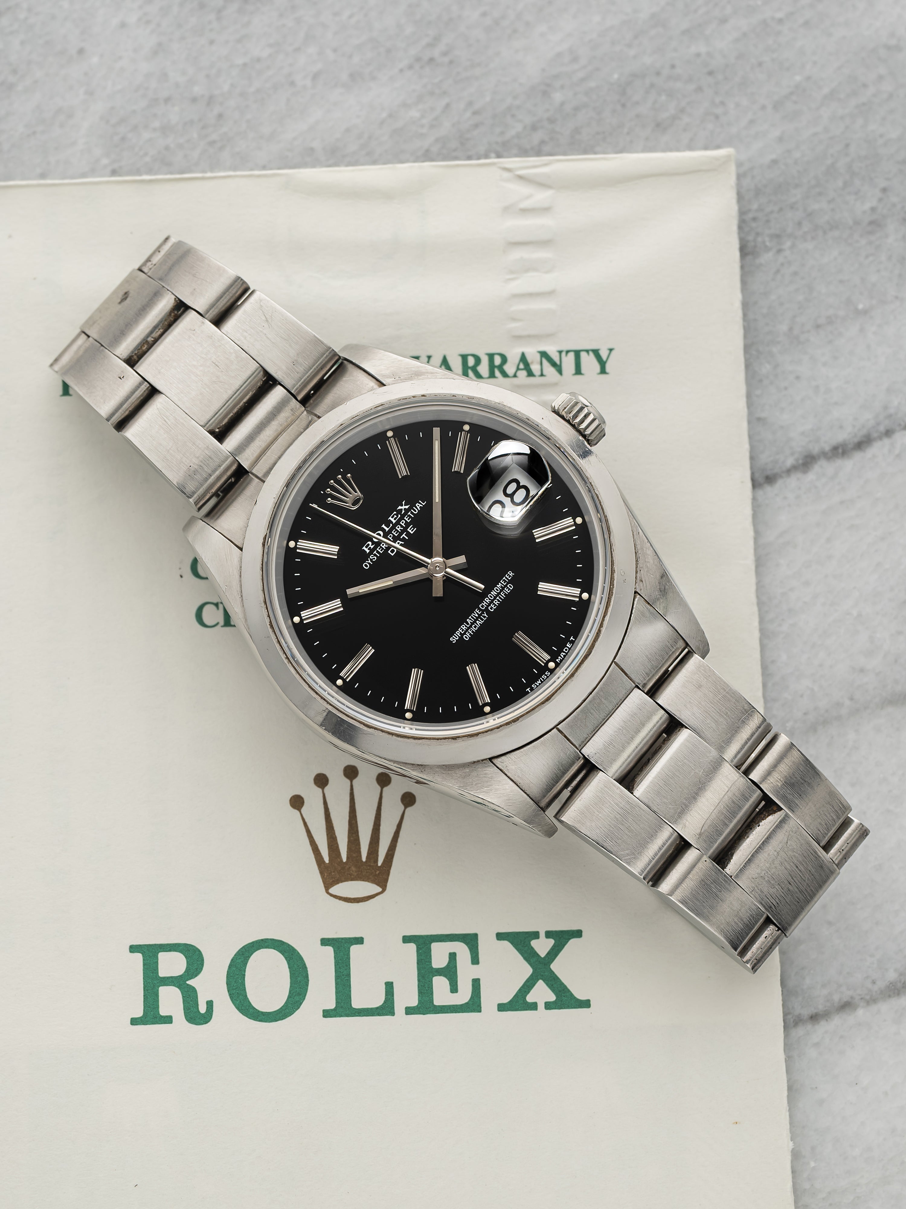 Vintage 1991 Rolex Oyster Perpetual Date 15200 Steel Black Dial Auto 34mm