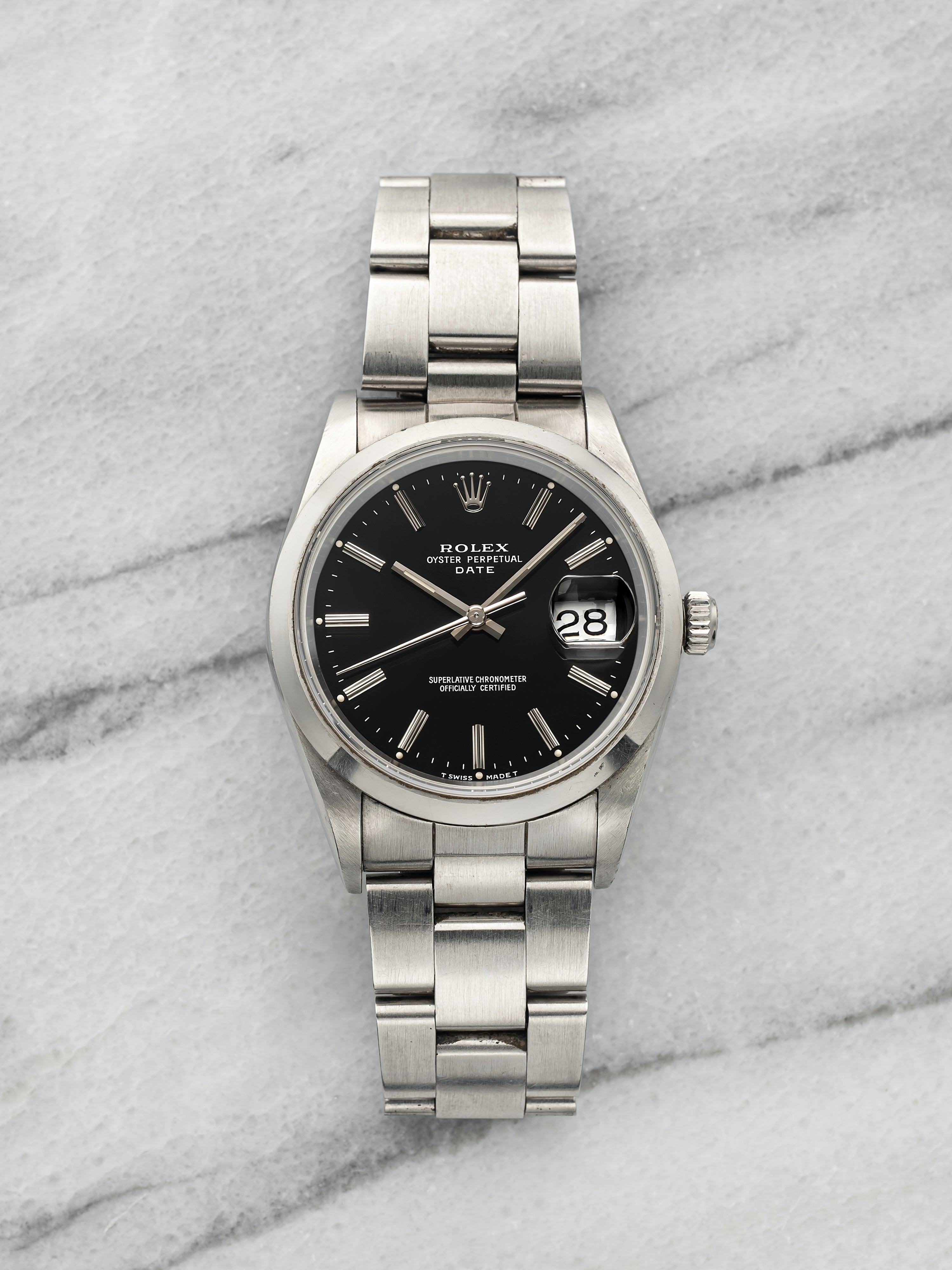 Vintage 1991 Rolex Oyster Perpetual Date 15200 Steel Black Dial Auto 34mm