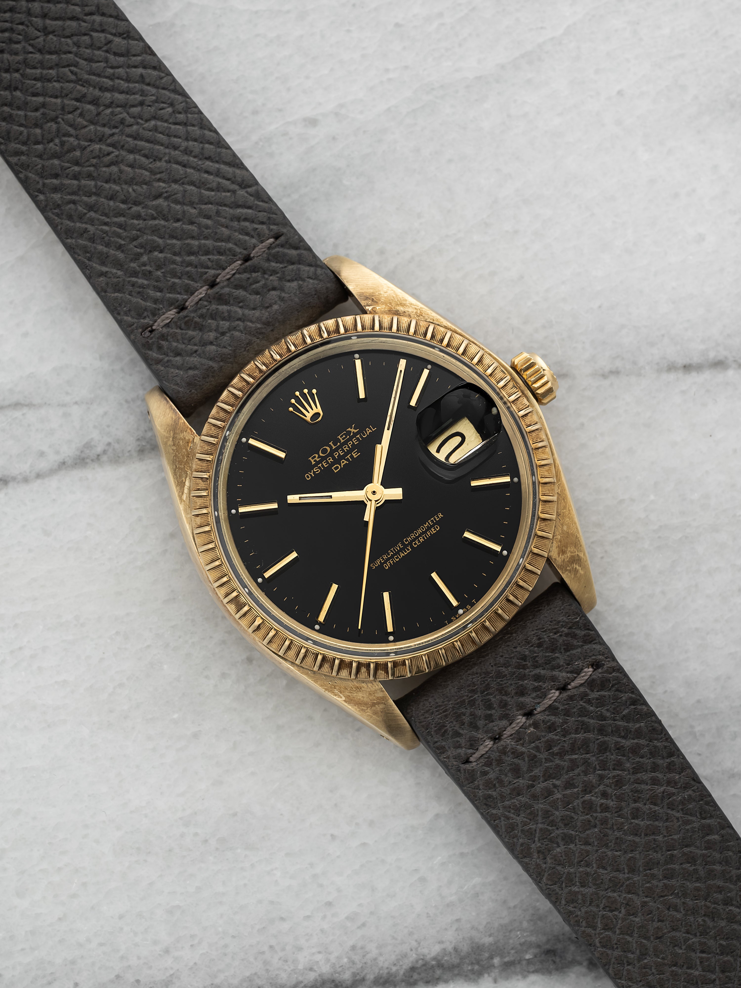 1979 Rolex OP Date 15037 – Yellow Gold, Black Stick Dial