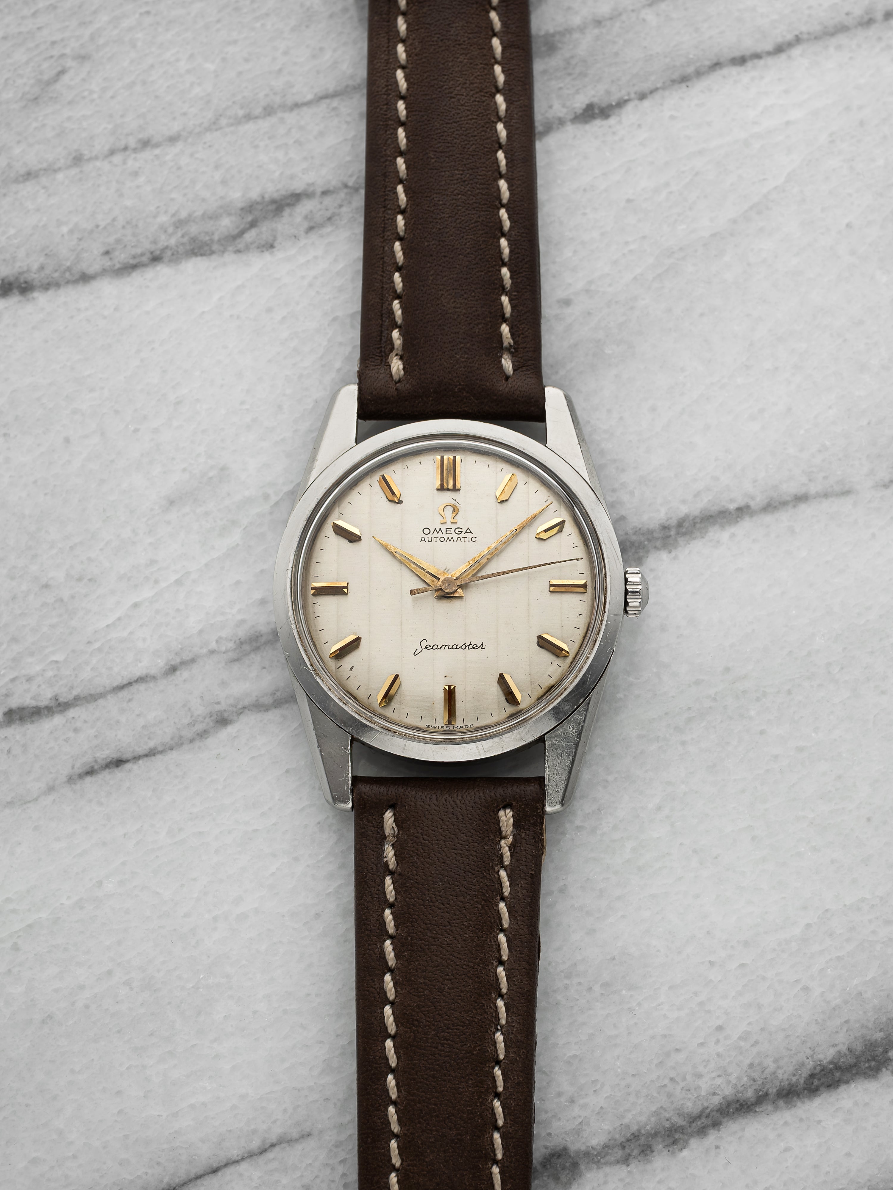 Vintage 1960s Omega Seamaster Stainless Steel Tapestry Dial Auto 33 mm