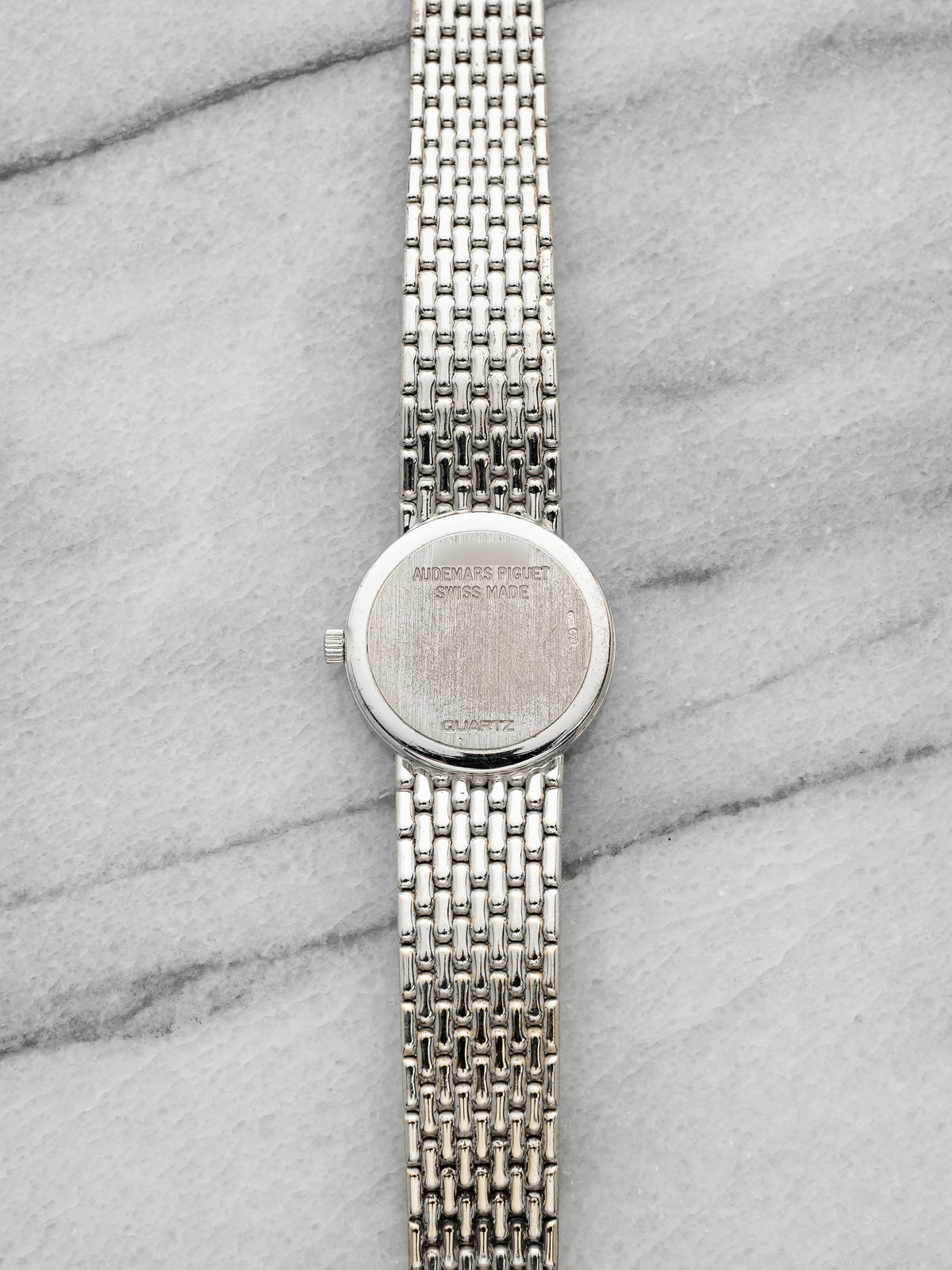 Vintage 1995 Audemars Piguet Lady 18K WG Pave Diamond & Sapphire Quartz 23mm