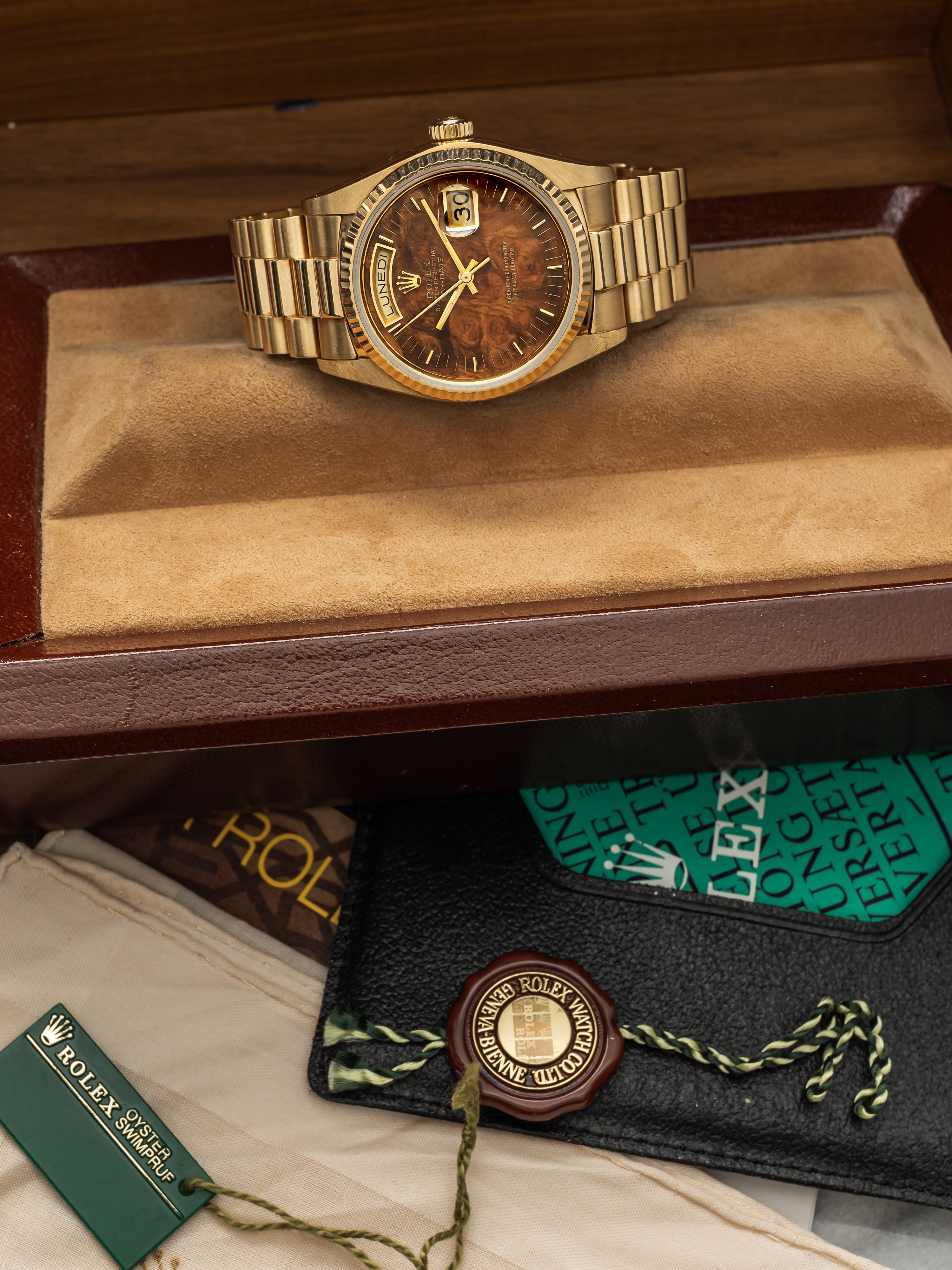 Rolex Daydate 18038 - Burlwood Dial
