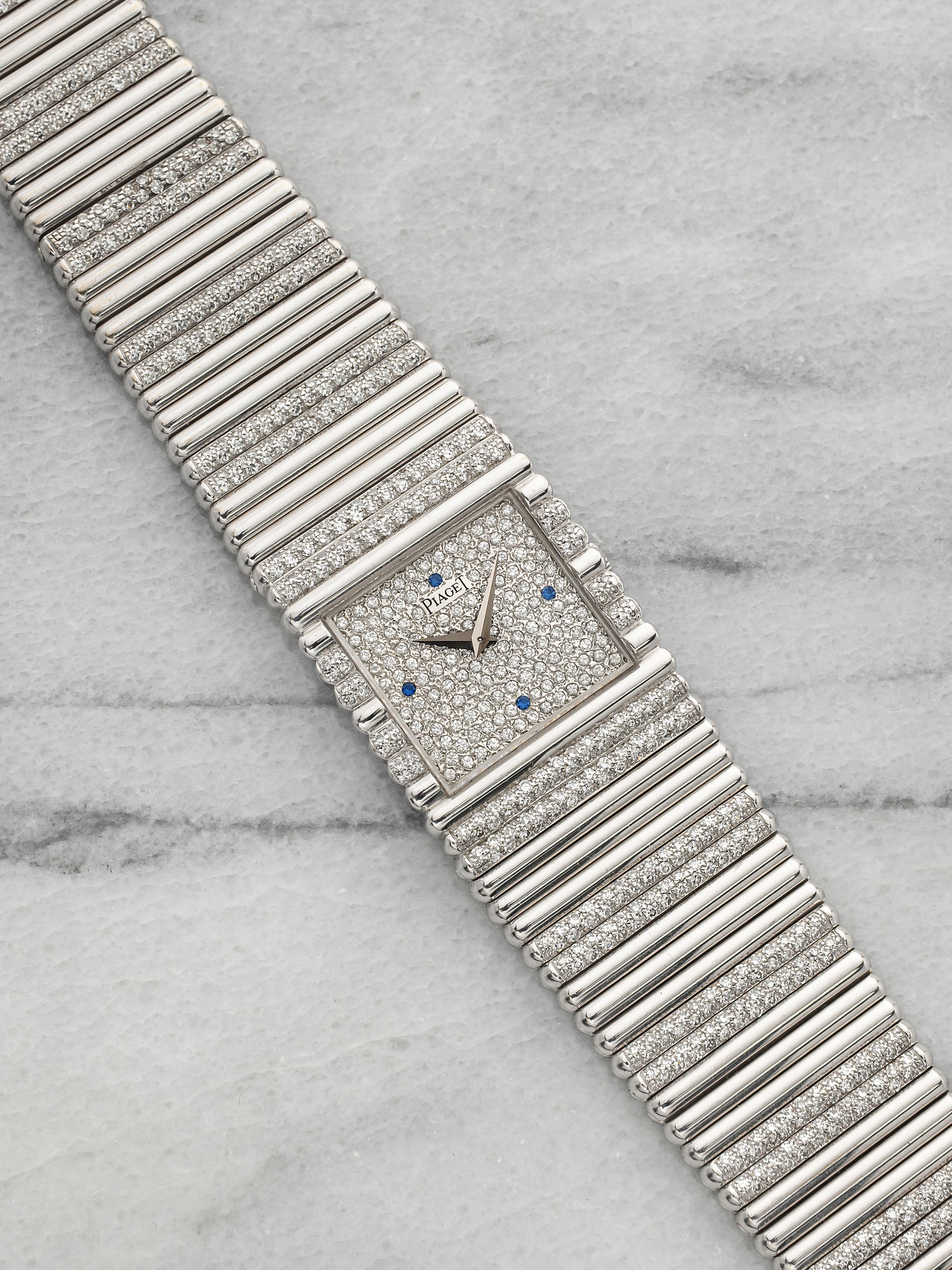 Vintage 1980s Piaget 9131C503 18K WG Diamond Sapphire Dial Manual 24mm