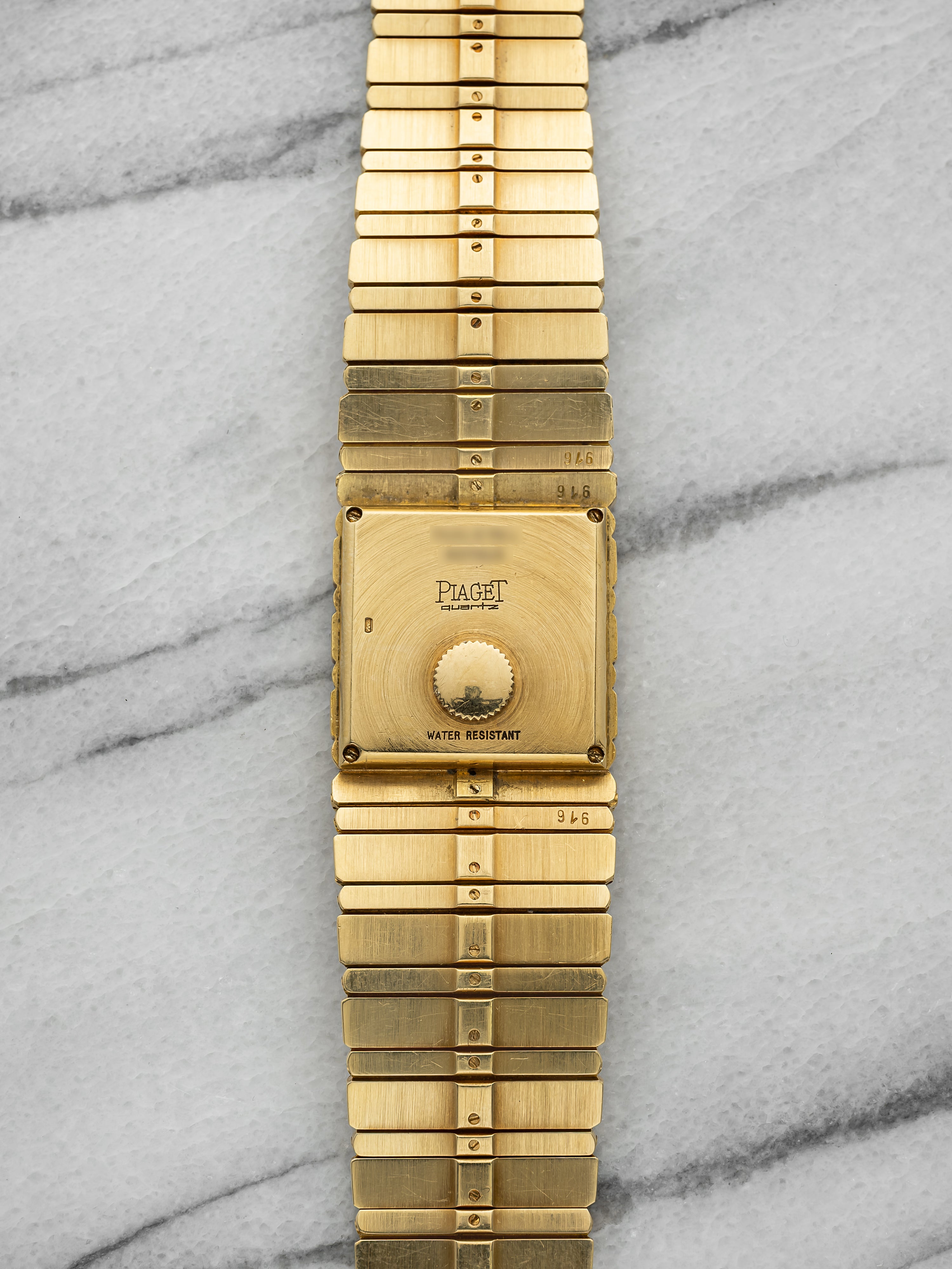 Vintage 1980s Piaget Polo 7131 C 701 18K Yellow Gold Gadroon Dial Quartz 25 mm