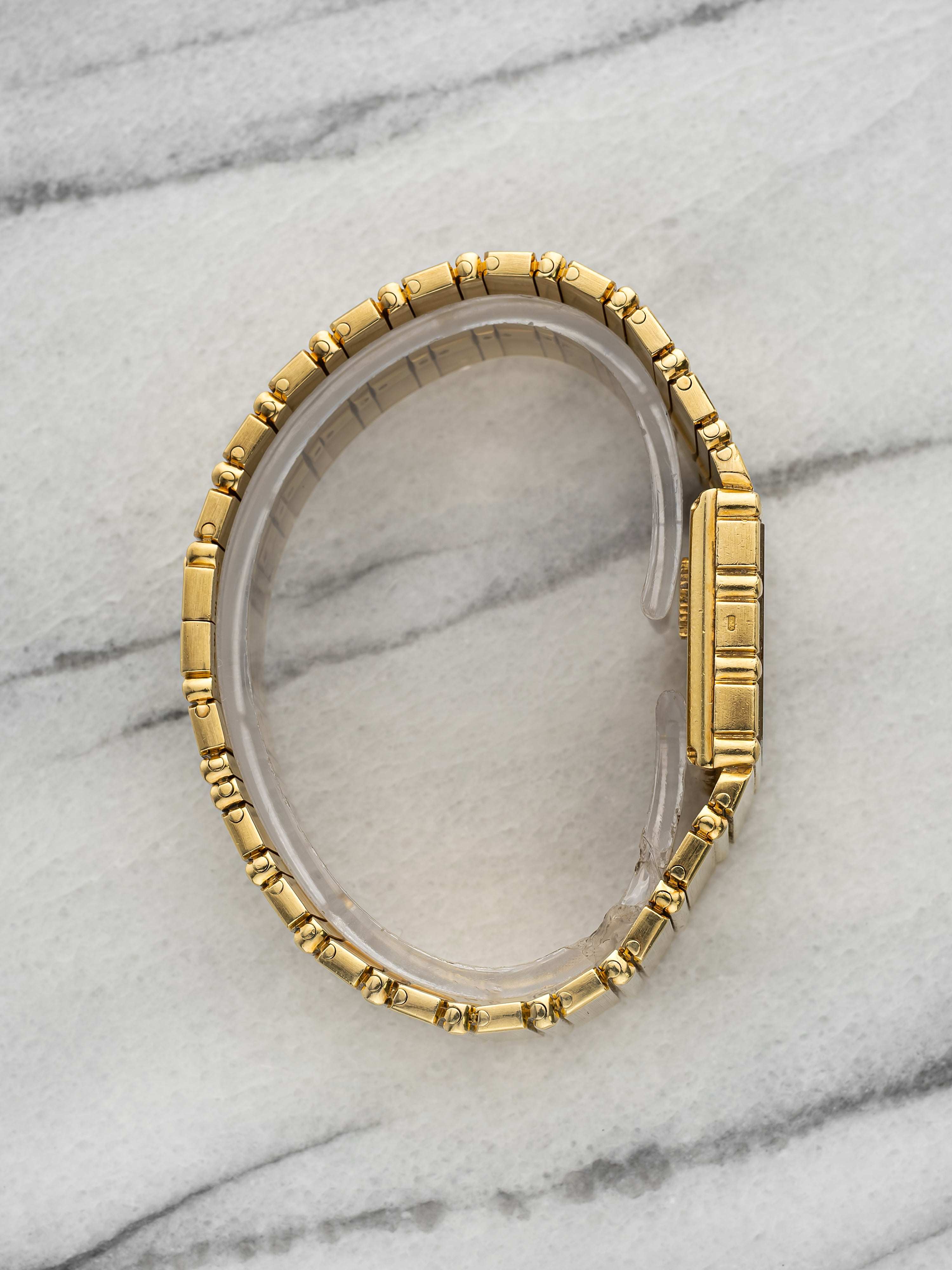 Vintage 1980s Piaget Polo 7131 C 701 18K Yellow Gold Gadroon Dial Quartz 25 mm