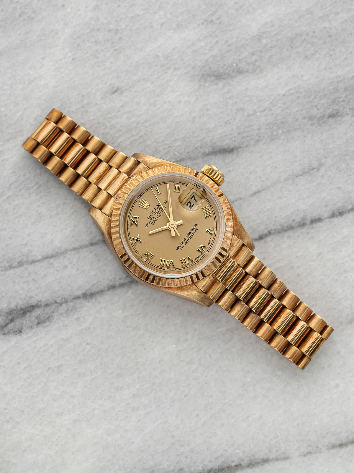 Vintage 1988 Rolex Lady Datejust President 69178 18K YG Champagne Automatic 26mm
