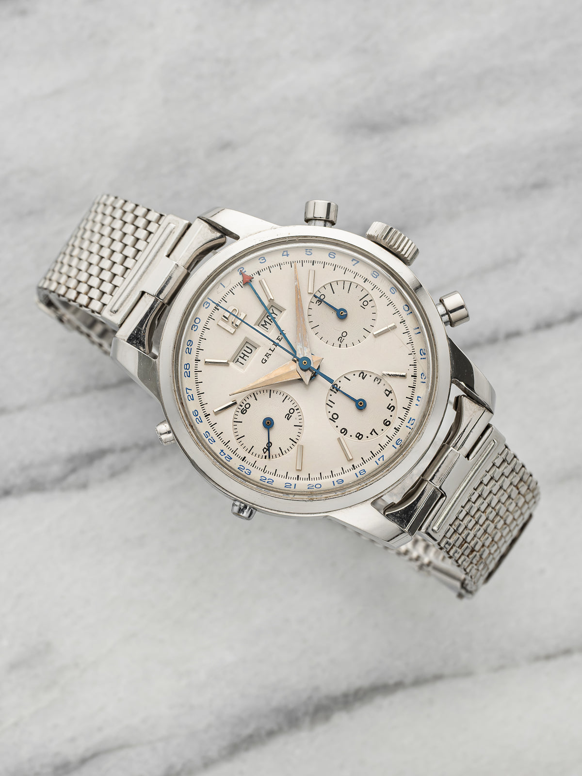 Vintage 1950s Gallet Multichron 998 Steel Triple Date Chronograph Manual 35mm