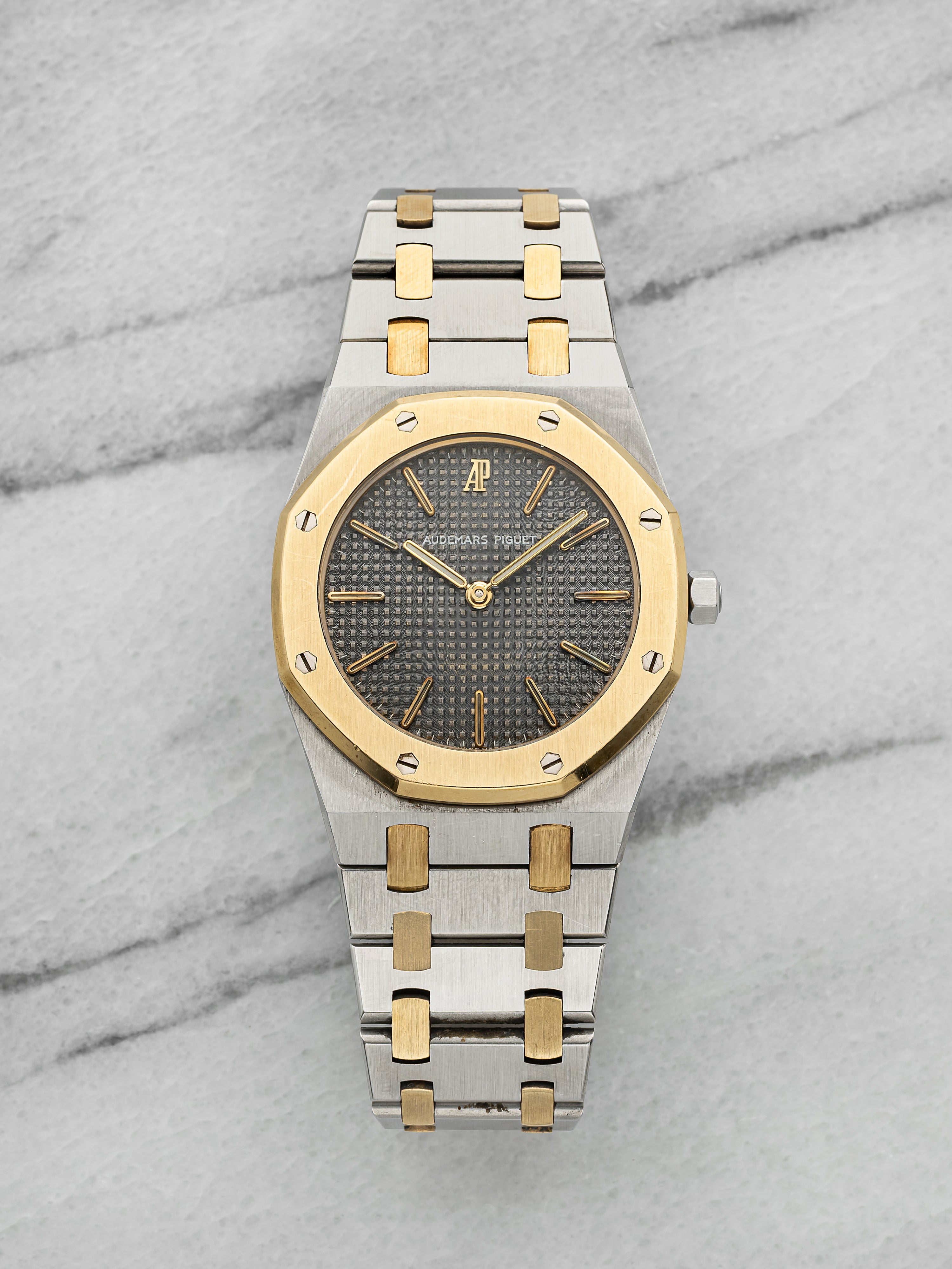 Vintage 1980s Audemars Piguet Royal Oak 56303SA Two-Tone Grey Dial Quartz 33 mm