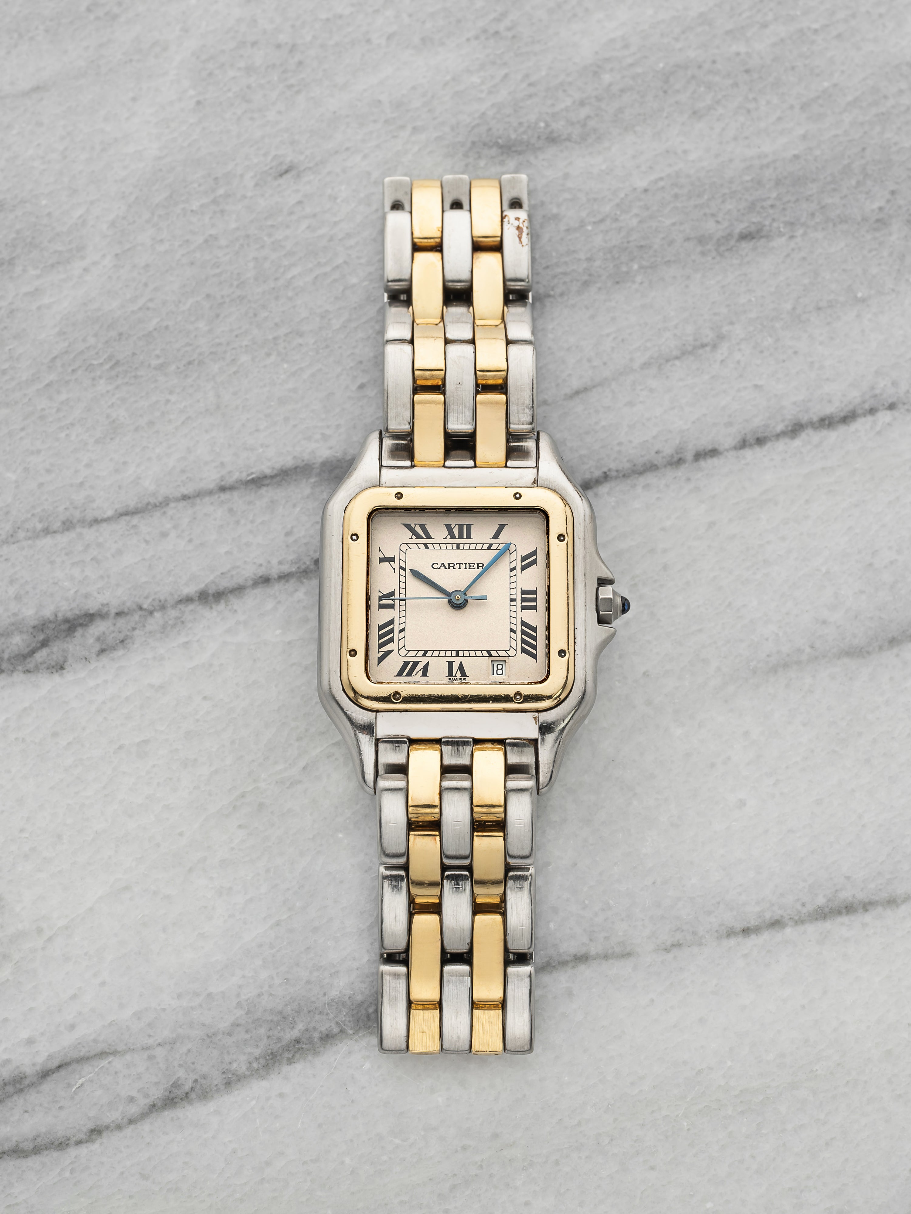 Vintage 1990s Cartier Panthere 183949 Two-Tone Cream Roman Dial Quartz 27mm