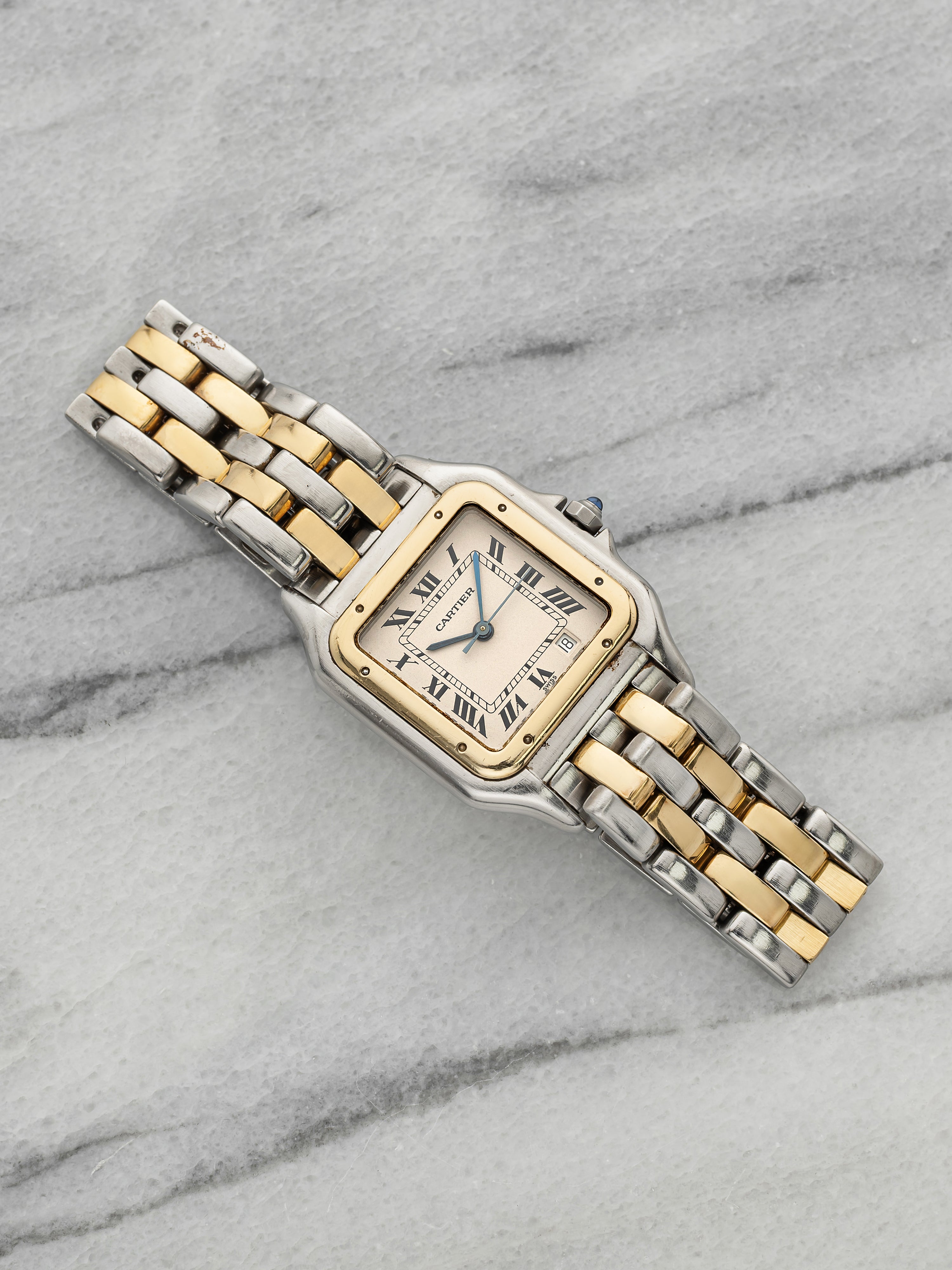 Vintage 1990s Cartier Panthere 183949 Two-Tone Cream Roman Dial Quartz 27mm