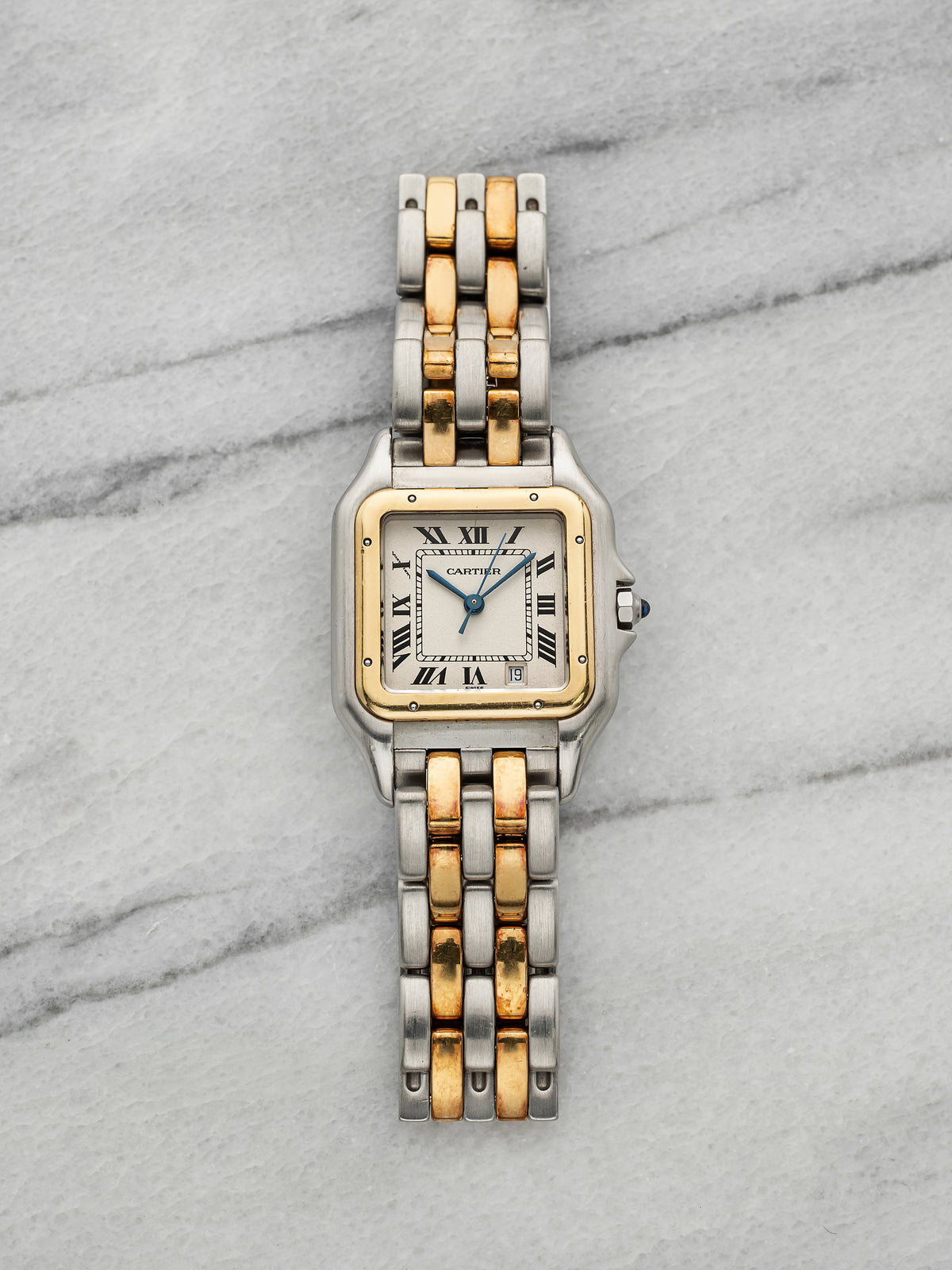 Vintage 1990s Cartier Panthere 183949 Two-Tone Cream Roman Dial Quartz 27mm
