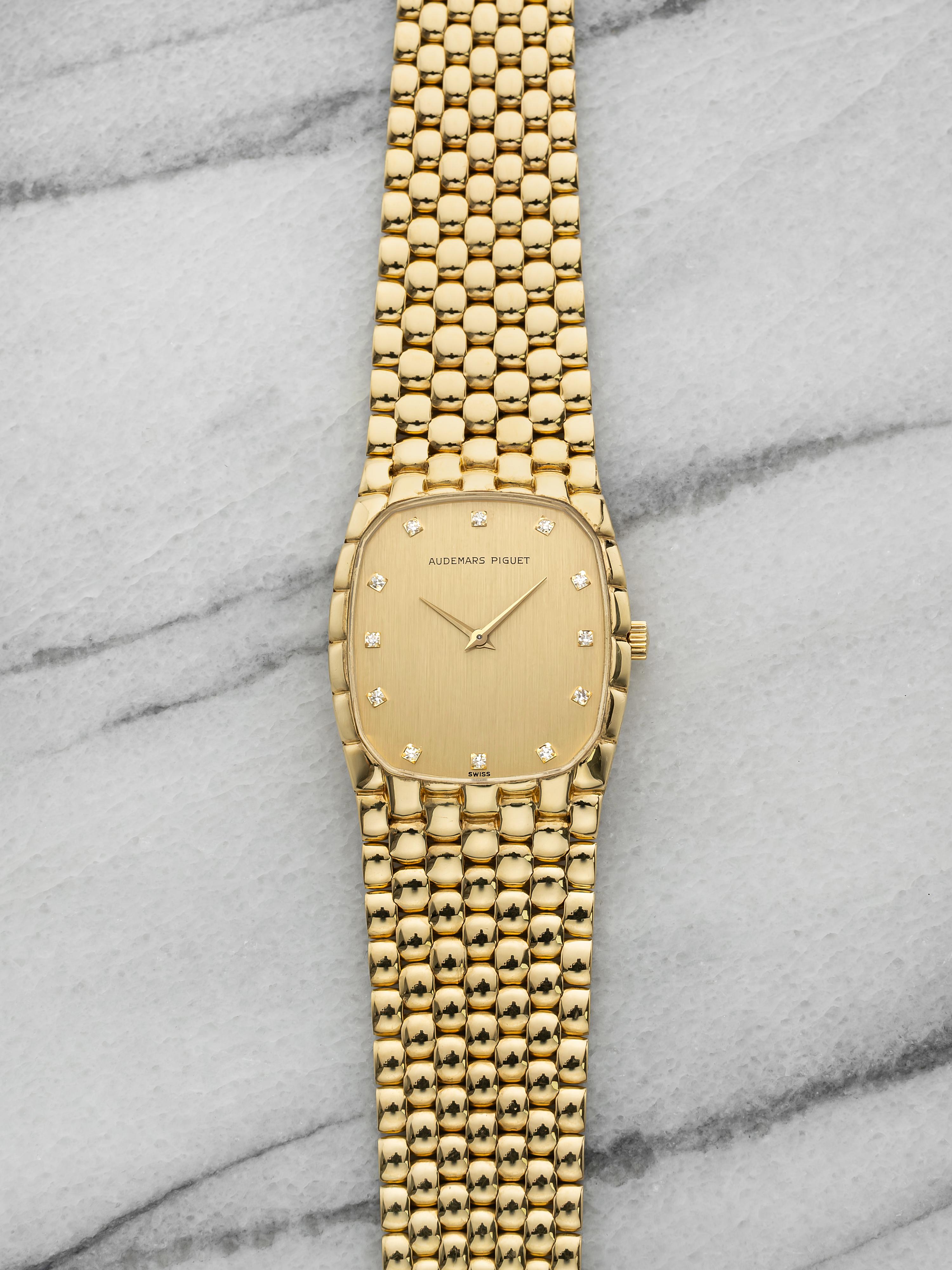 Vintage 1980s Audemars Piguet Cobra 18k Gold Diamond Dial Manual 26 mm