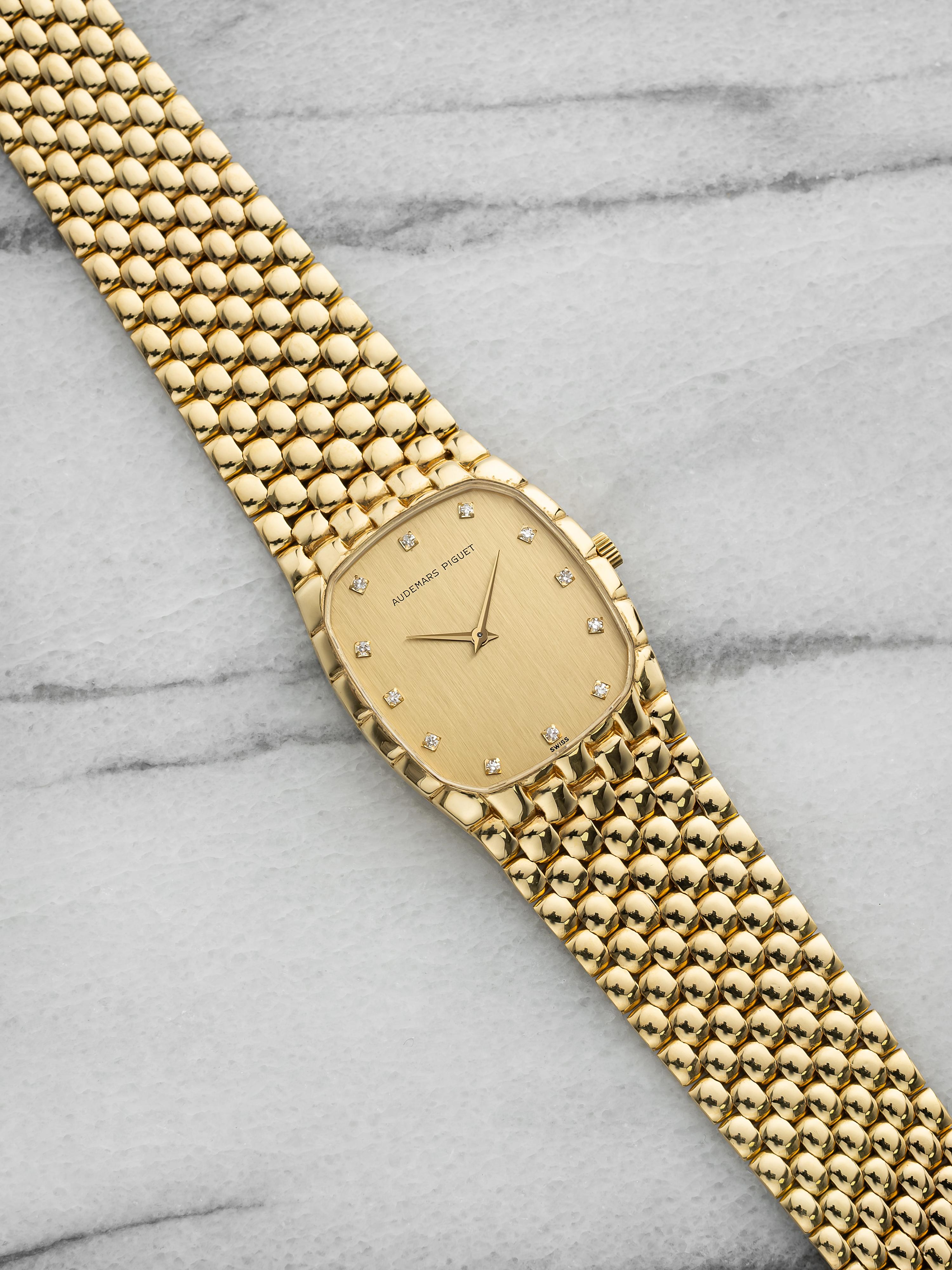 Vintage 1980s Audemars Piguet Cobra 18k Gold Diamond Dial Manual 26 mm