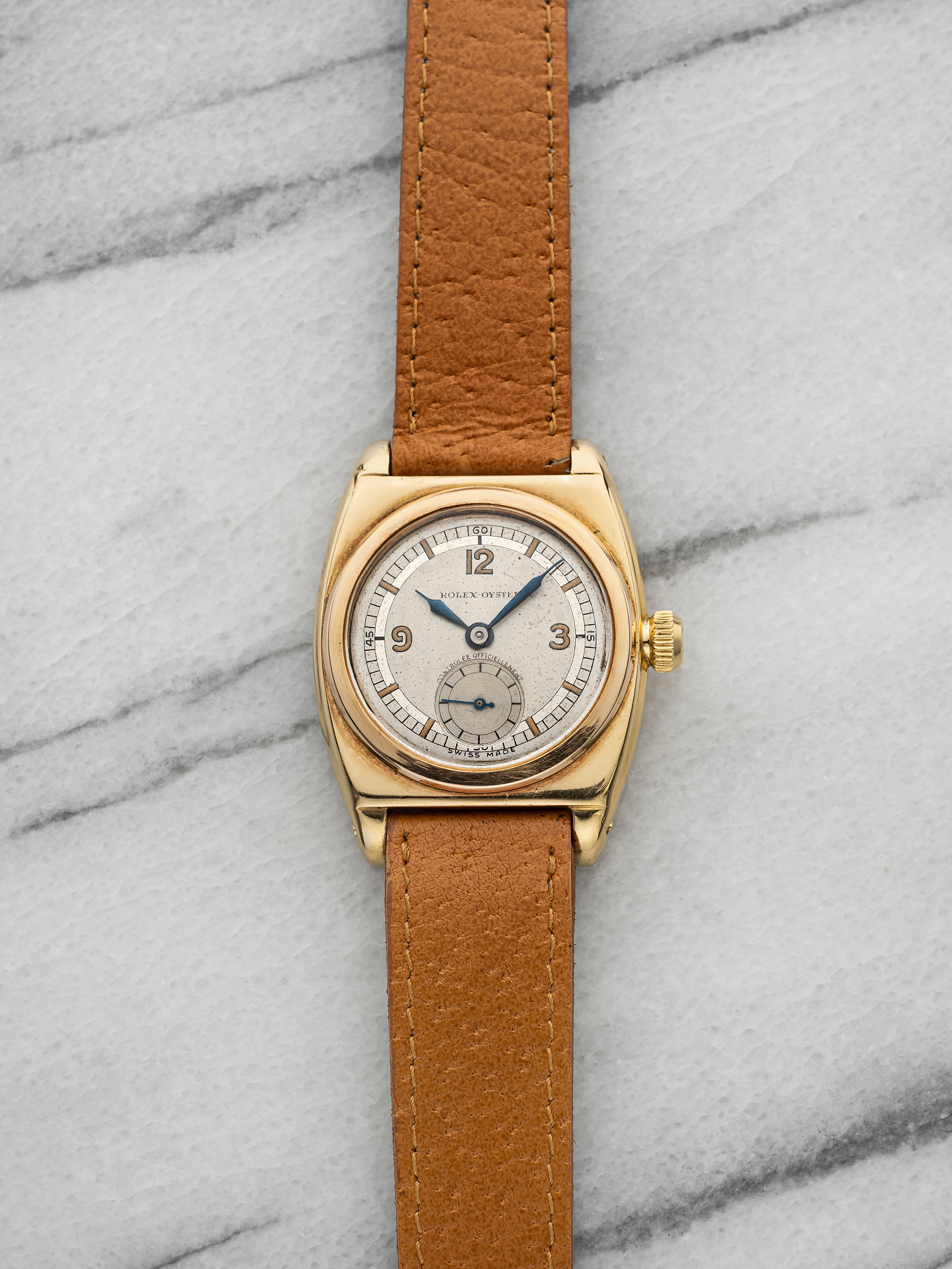 Vintage 1932 Rolex "Viceroy" 2081 18K Yellow Gold Silver Dial Manual 29 mm