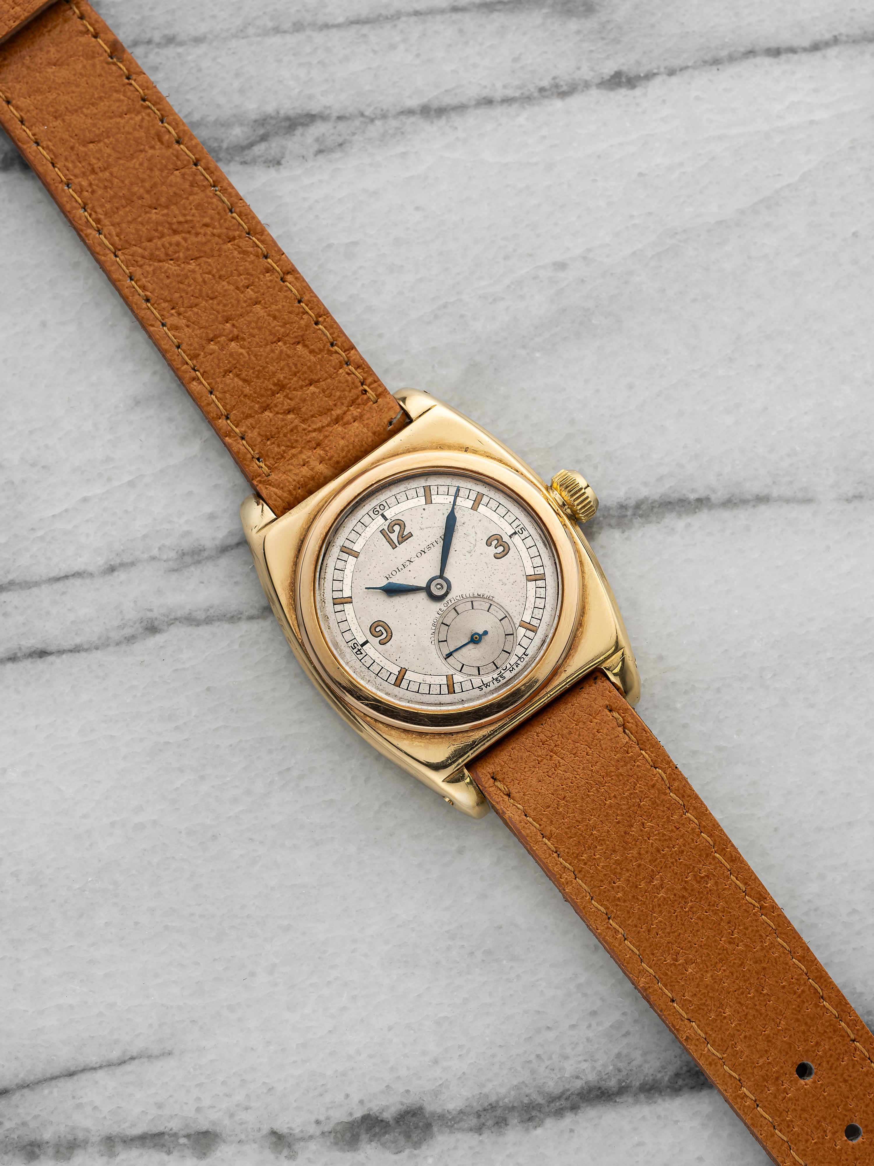 Vintage 1932 Rolex "Viceroy" 2081 18K Yellow Gold Silver Dial Manual 29 mm