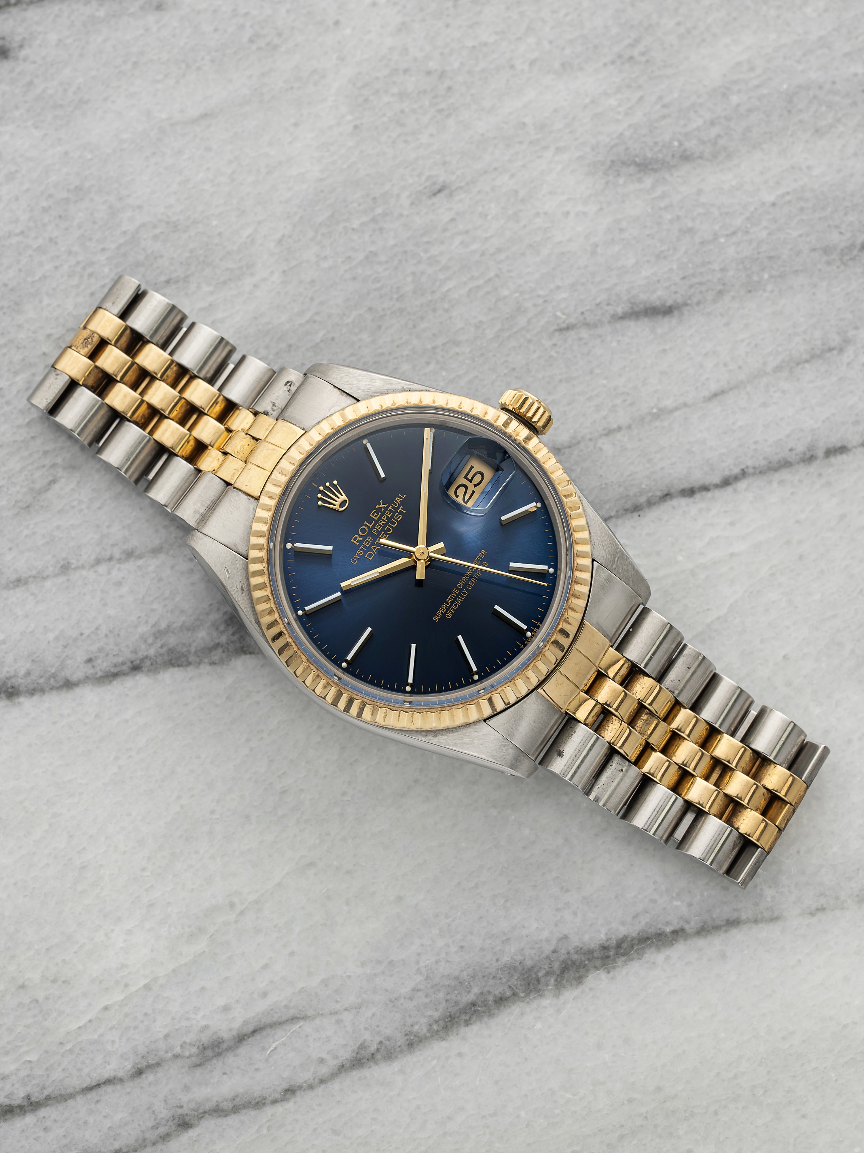 Vintage 1983 Rolex Datejust 16013 Two-Tone Blue Sunburst Dial Auto 36mm