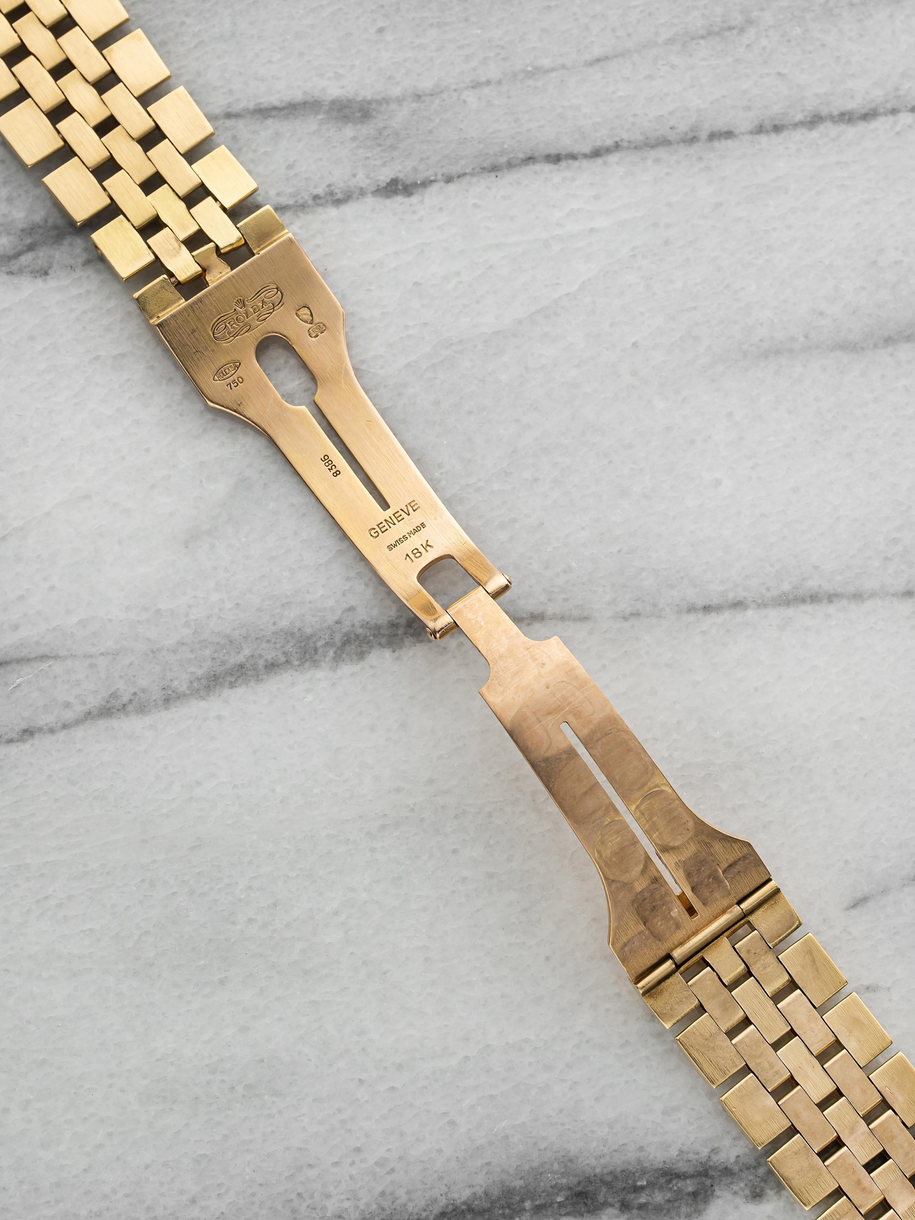 Vintage 1980s Rolex Jubilee 8386 18K Yellow Gold 20mm Bracelet 49 End Links