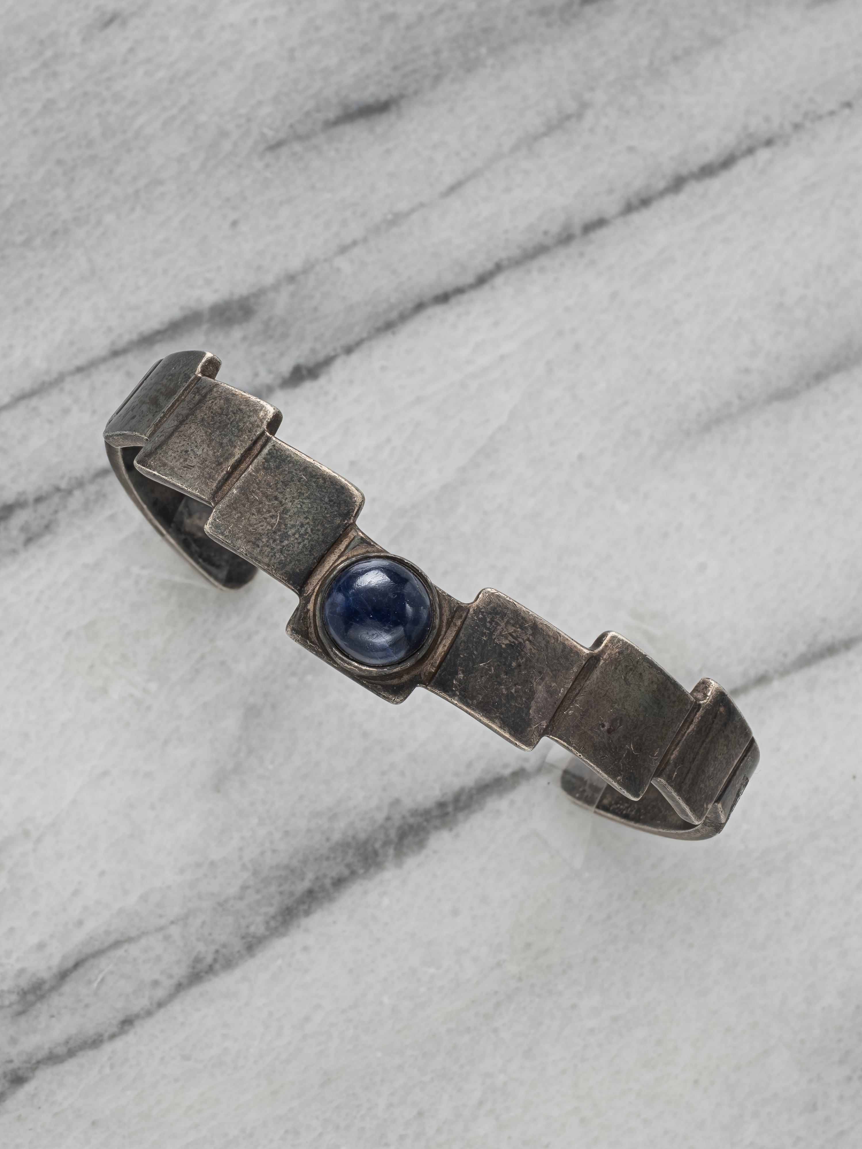 Vintage Sterling Silver MCM Cabochon Bracelet