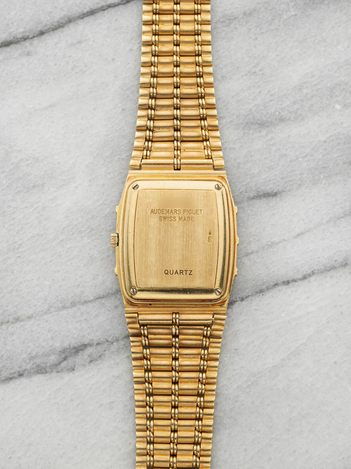 Vintage 1980s Audemars Piguet Bamboo 2508 18K YG Diamond Pave Dial Quartz 27mm