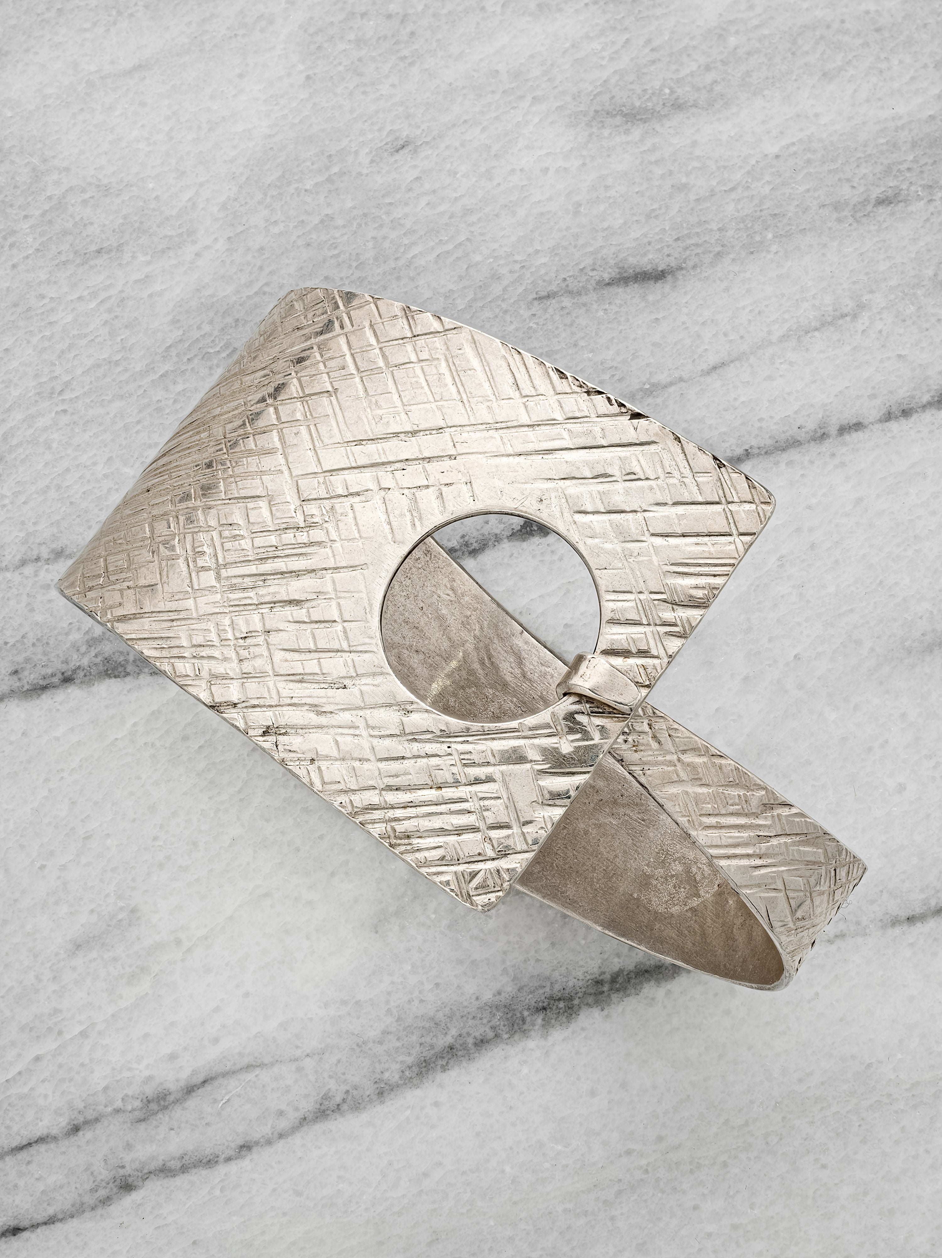 Vintage MCM Sculptural Sterling Silver Bracelet