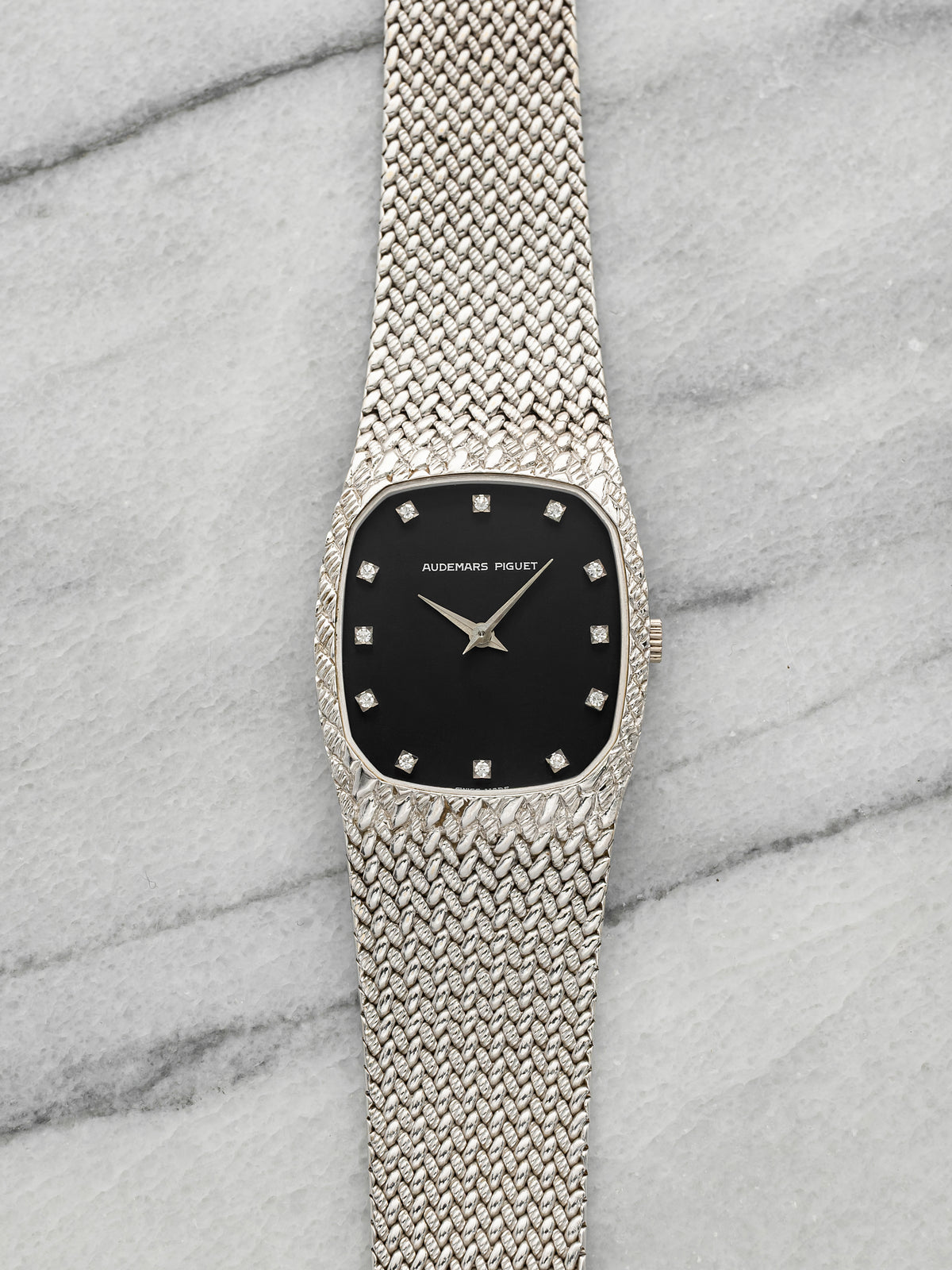 Vintage 1970s Audemars Piguet Cobra 18K WG Black Diamond Dial Manual 26mm