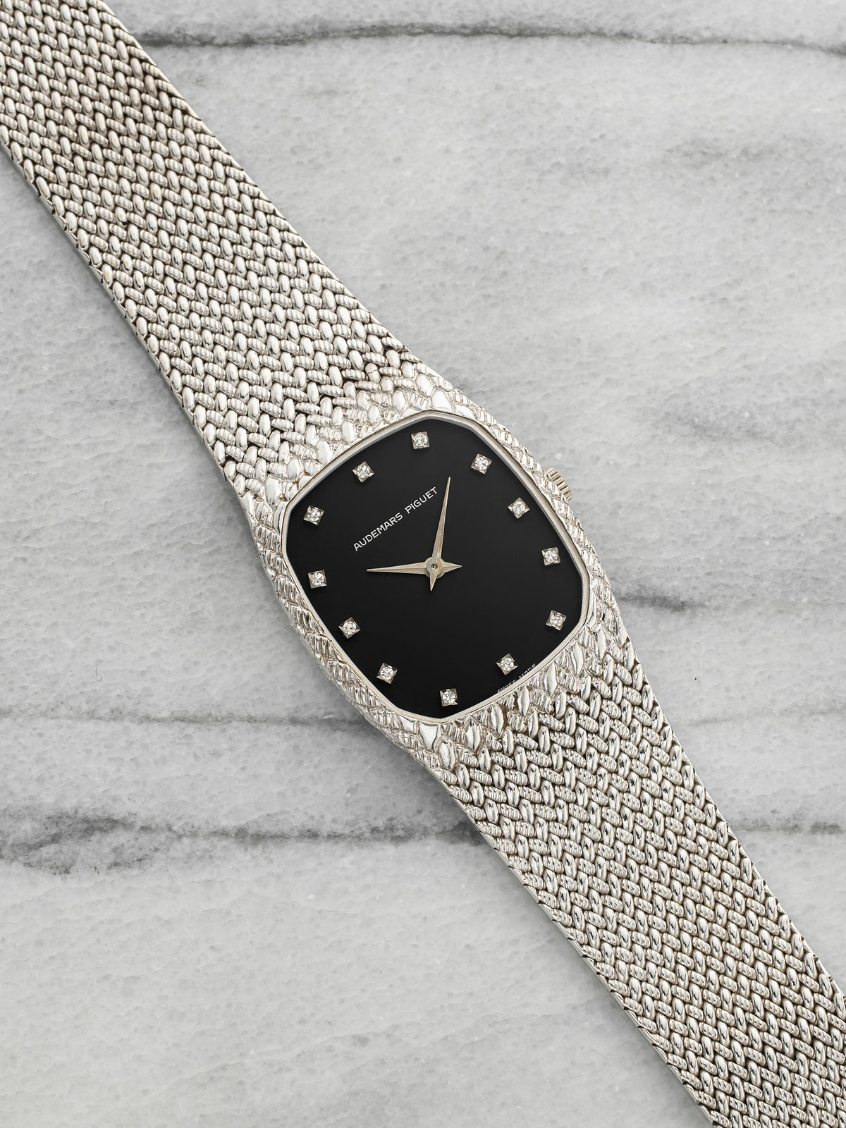 Vintage 1970s Audemars Piguet Cobra 18K WG Black Diamond Dial Manual 26mm