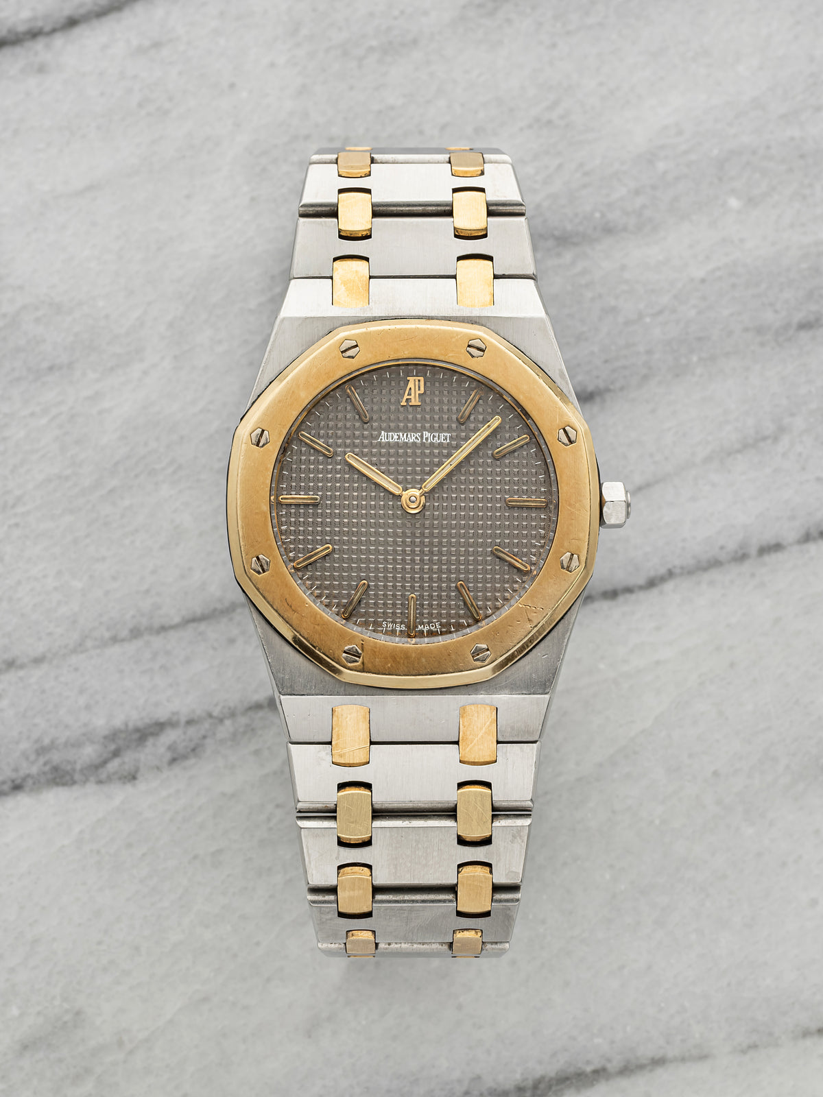 Vintage 1980s Audemars Piguet Royal Oak 56303SA Two-Tone Grey Dial Quartz 33mm