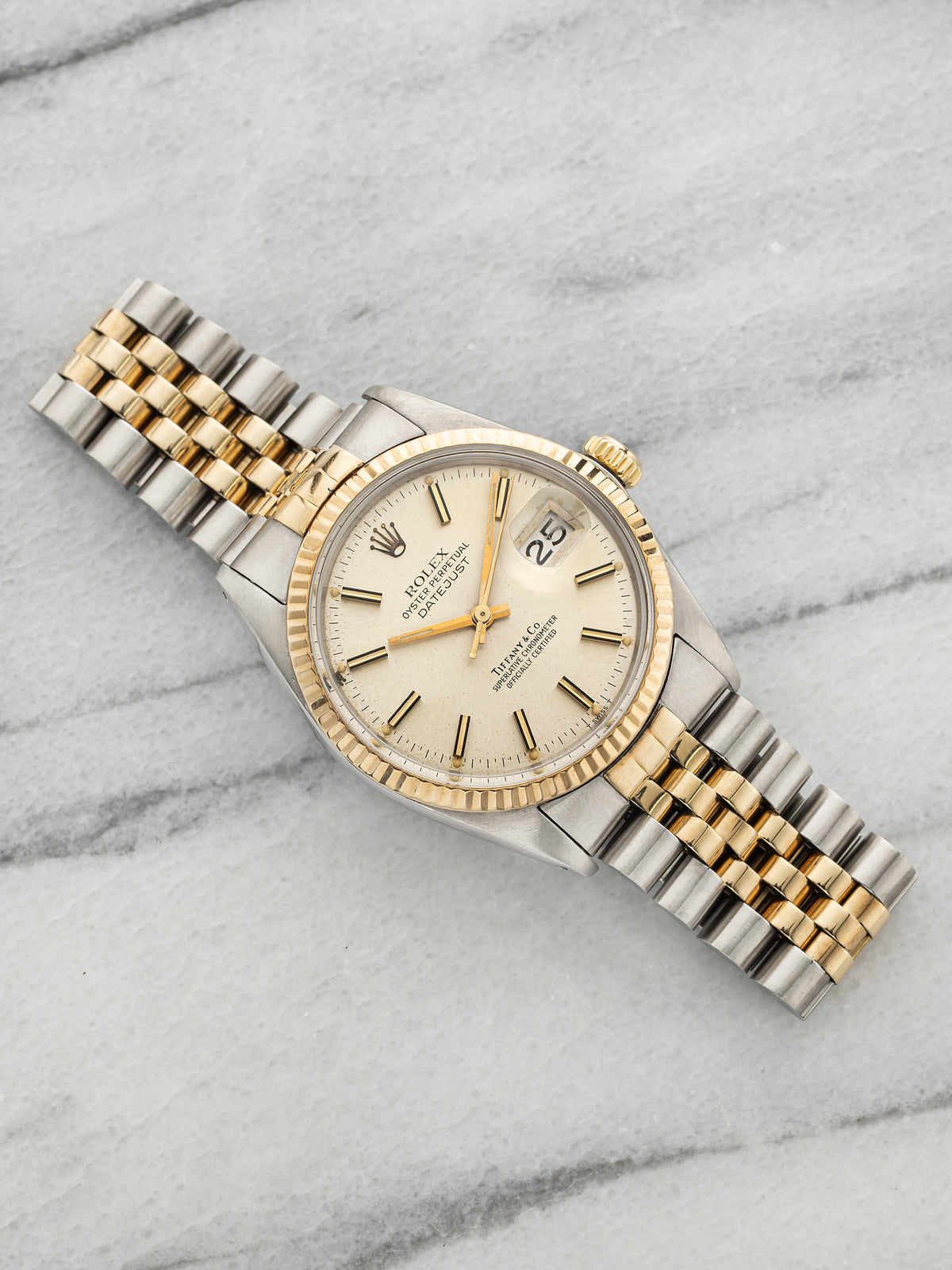 Vintage 1981 Rolex Datejust 16013 Two-Tone Silver Tiffany & Co. Dial Auto 36mm