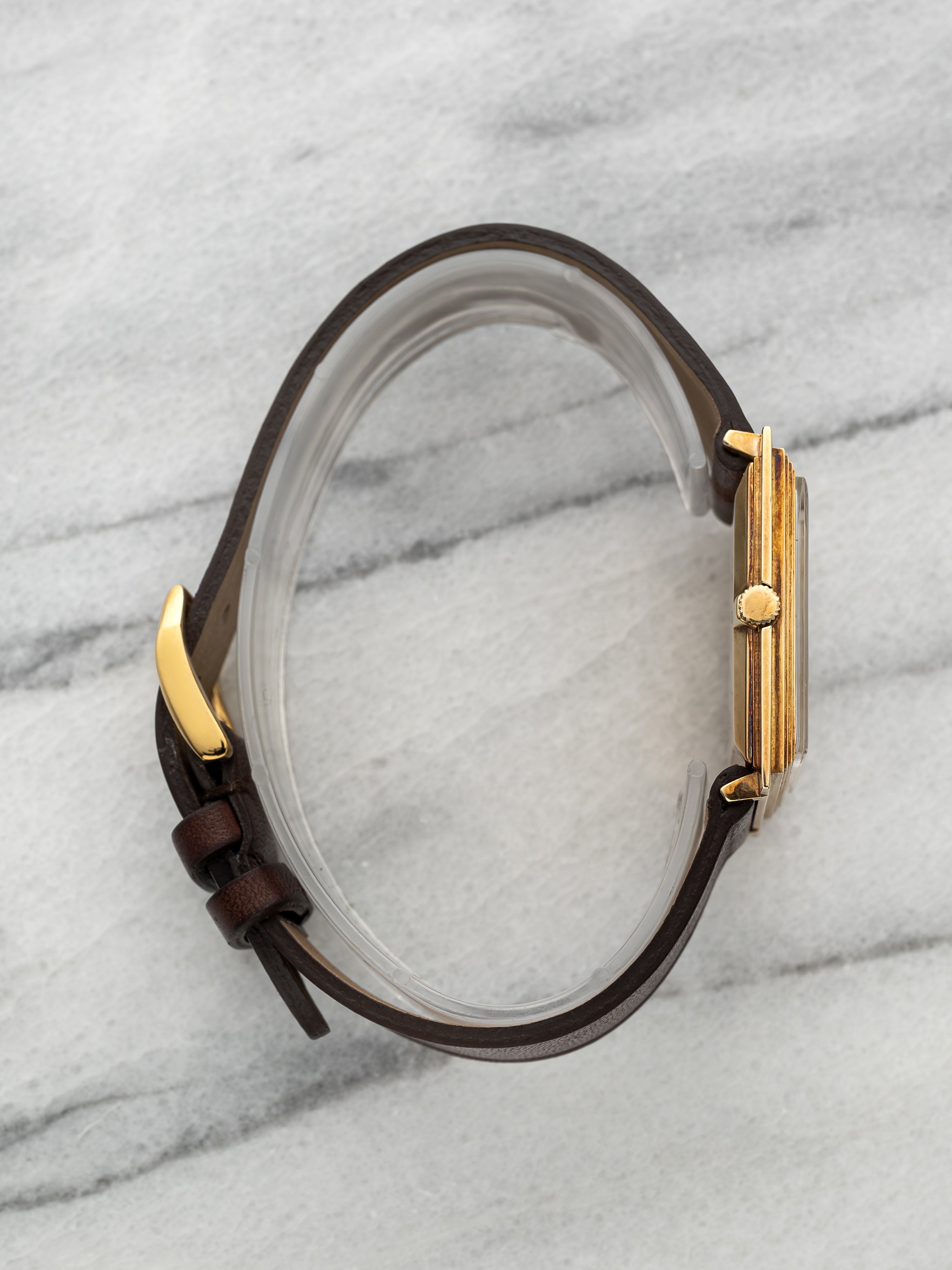 Lucien Piccard Carree Lacquer – 14K Yellow Gold Lapis & Tiger Eye Dial