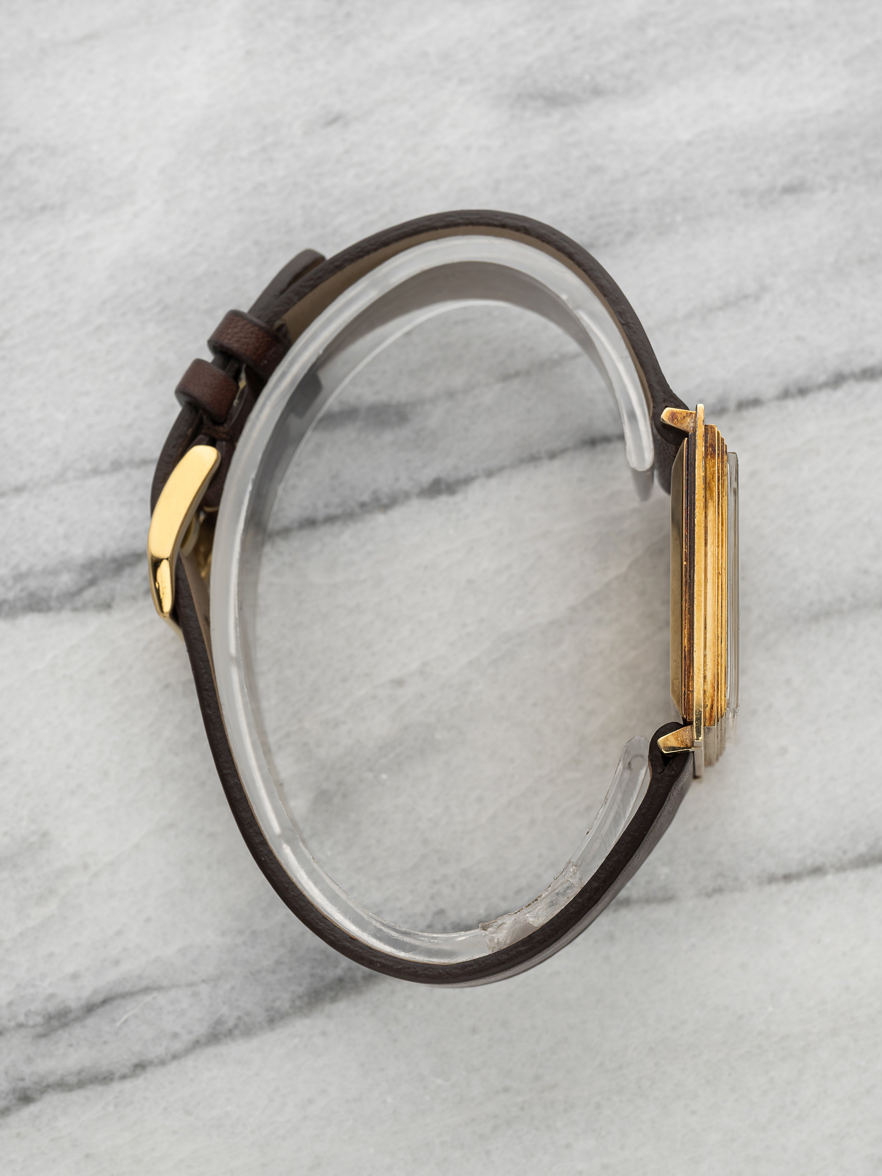 Lucien Piccard Carree Lacquer – 14K Yellow Gold Lapis & Tiger Eye Dial