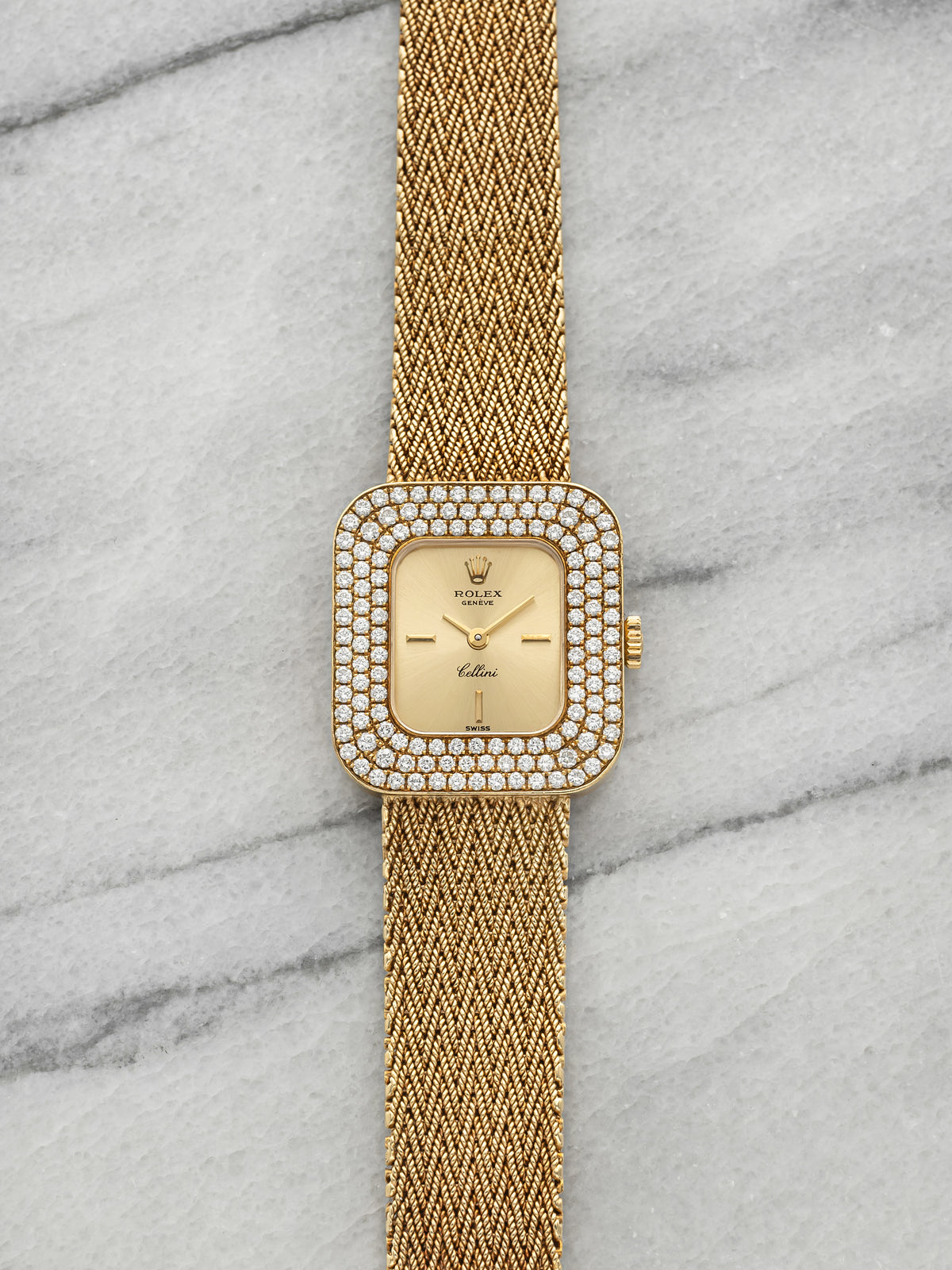 Vintage 1976 Rolex Lady Cellini 4036 18K YG Champagne Diamond Manual 23mm