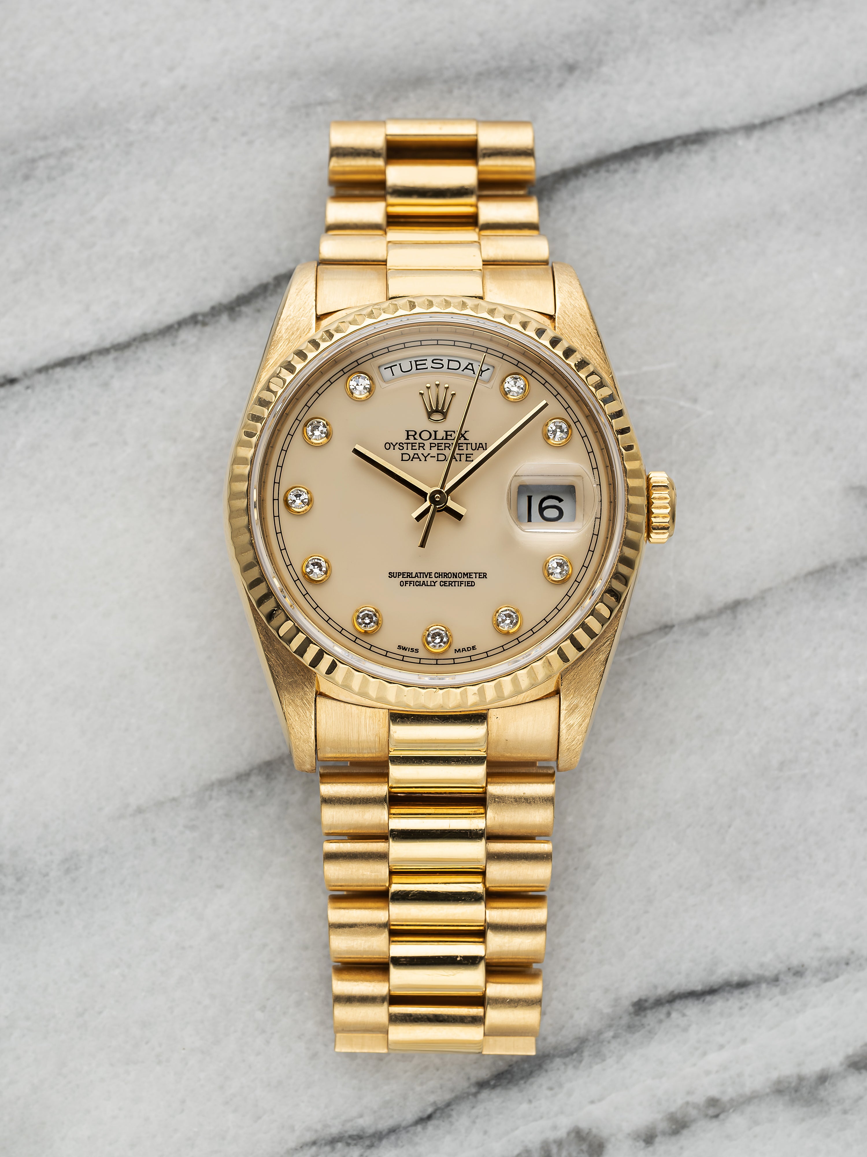 Rolex Daydate 18238 - Ivory Diamond Pinball.