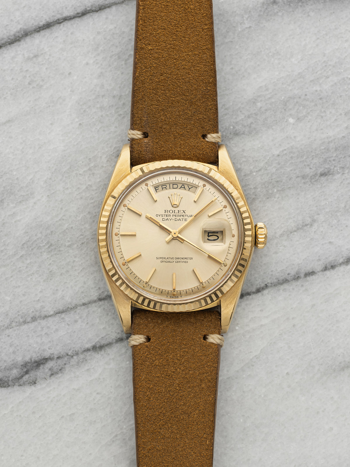Vintage 1975 Rolex Day-Date 1803 18K YG Champagne Dial Automatic 36mm