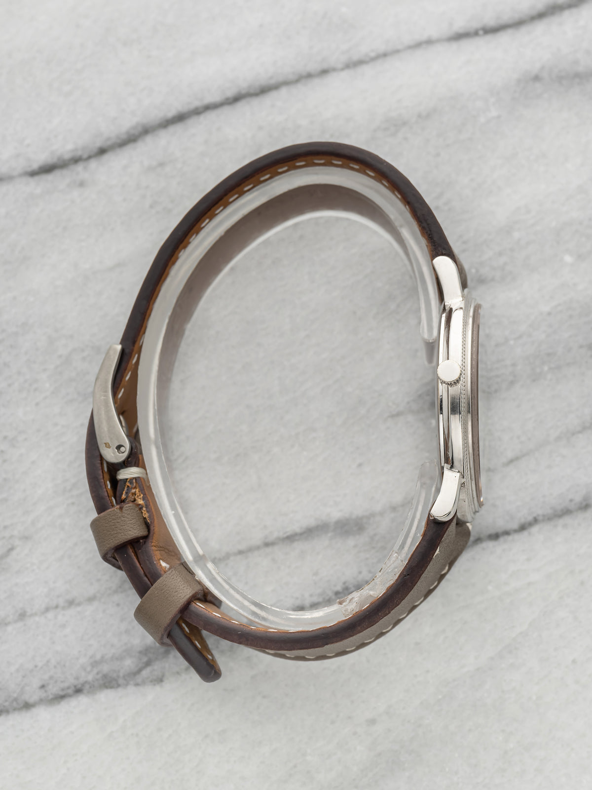 Vintage 1970s Piaget 9021 18K White Gold Tiger Eye Stone Dial Manual 34mm