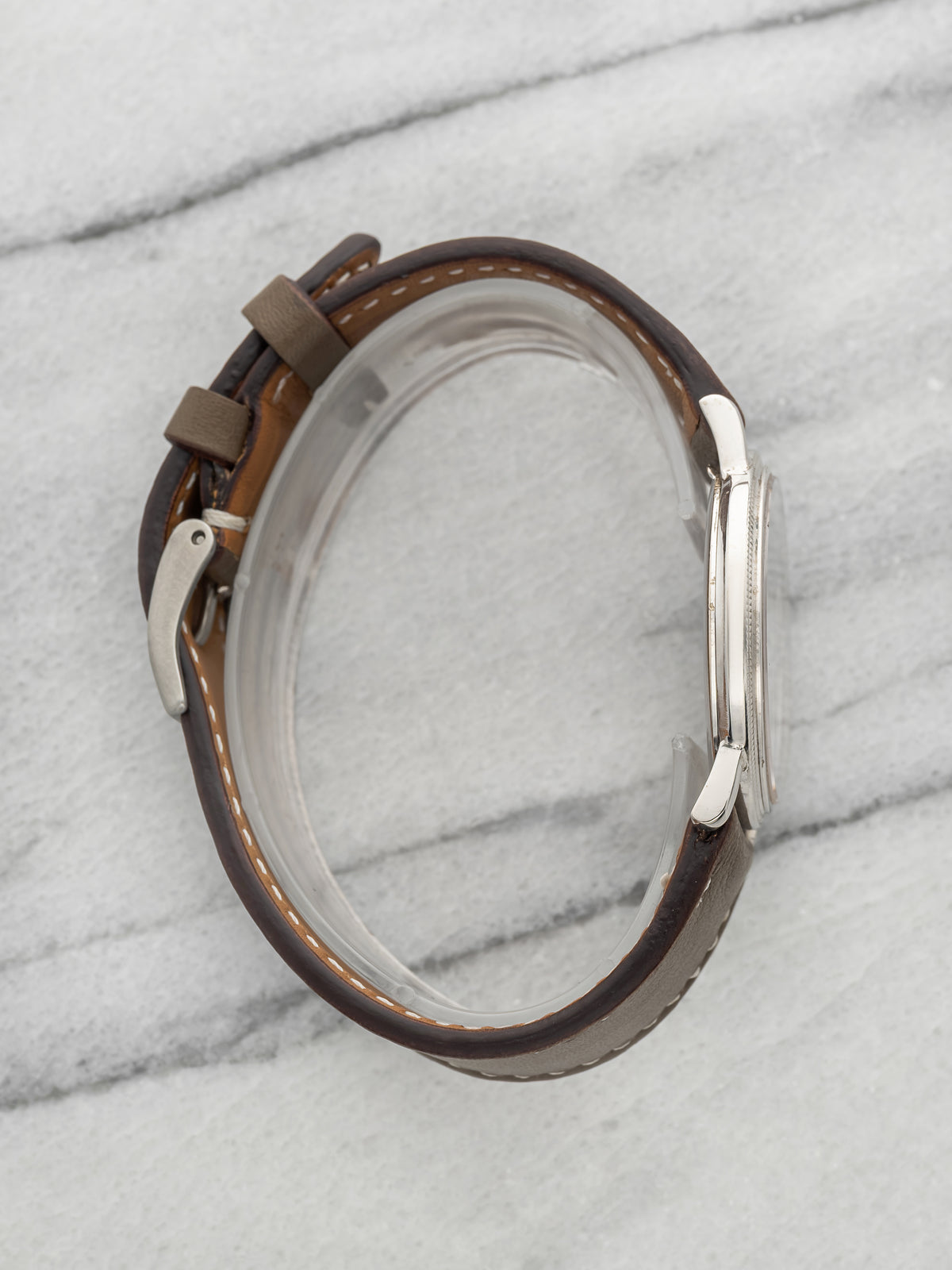 Vintage 1970s Piaget 9021 18K White Gold Tiger Eye Stone Dial Manual 34mm